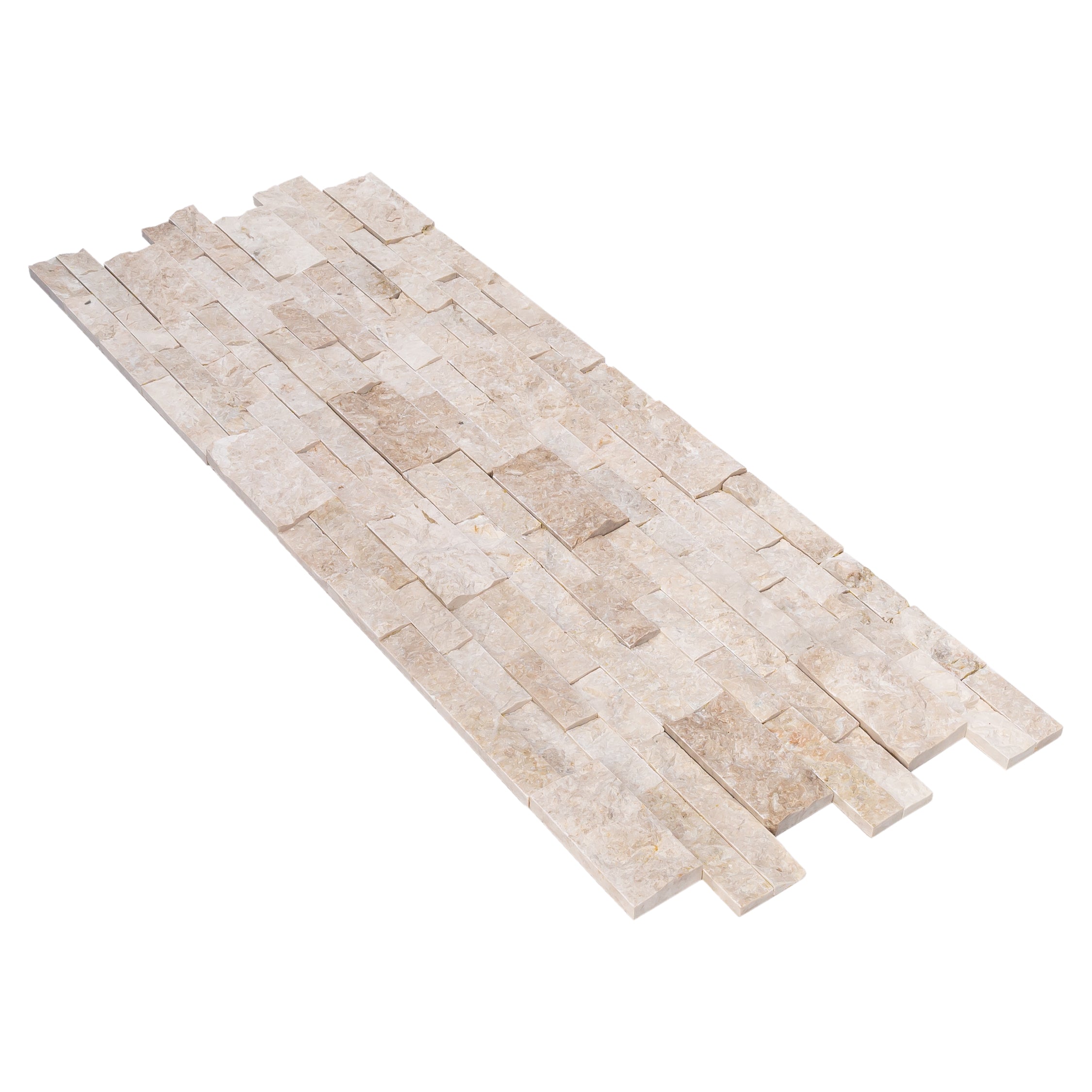 Cappuccino Ledger 3D Panel 6"x24" Split-face Natural Marble Wall Tile - Belair Collection