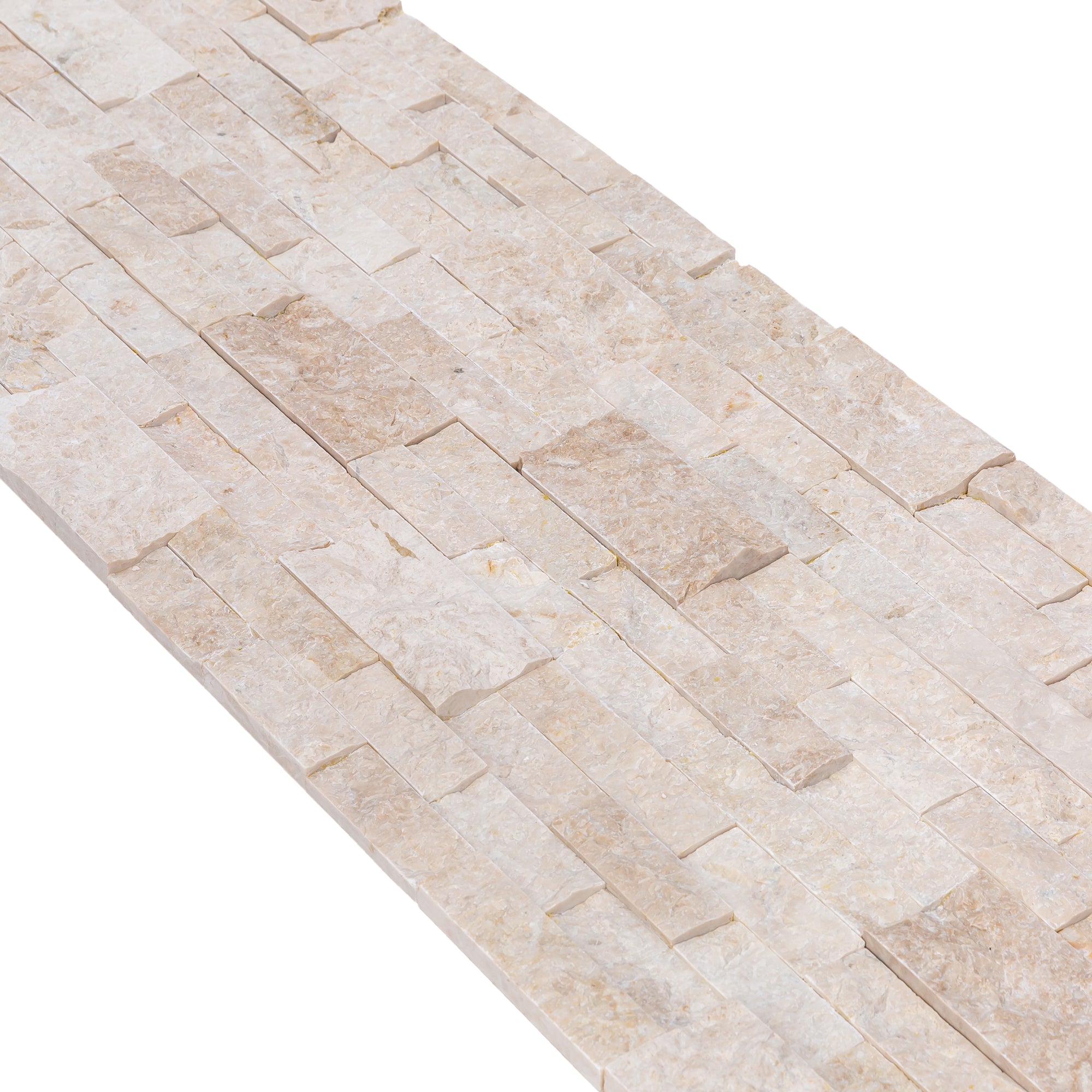 Cappuccino Ledger 3D Panel 6"x24" Split-face Natural Marble Wall Tile - Belair Collection