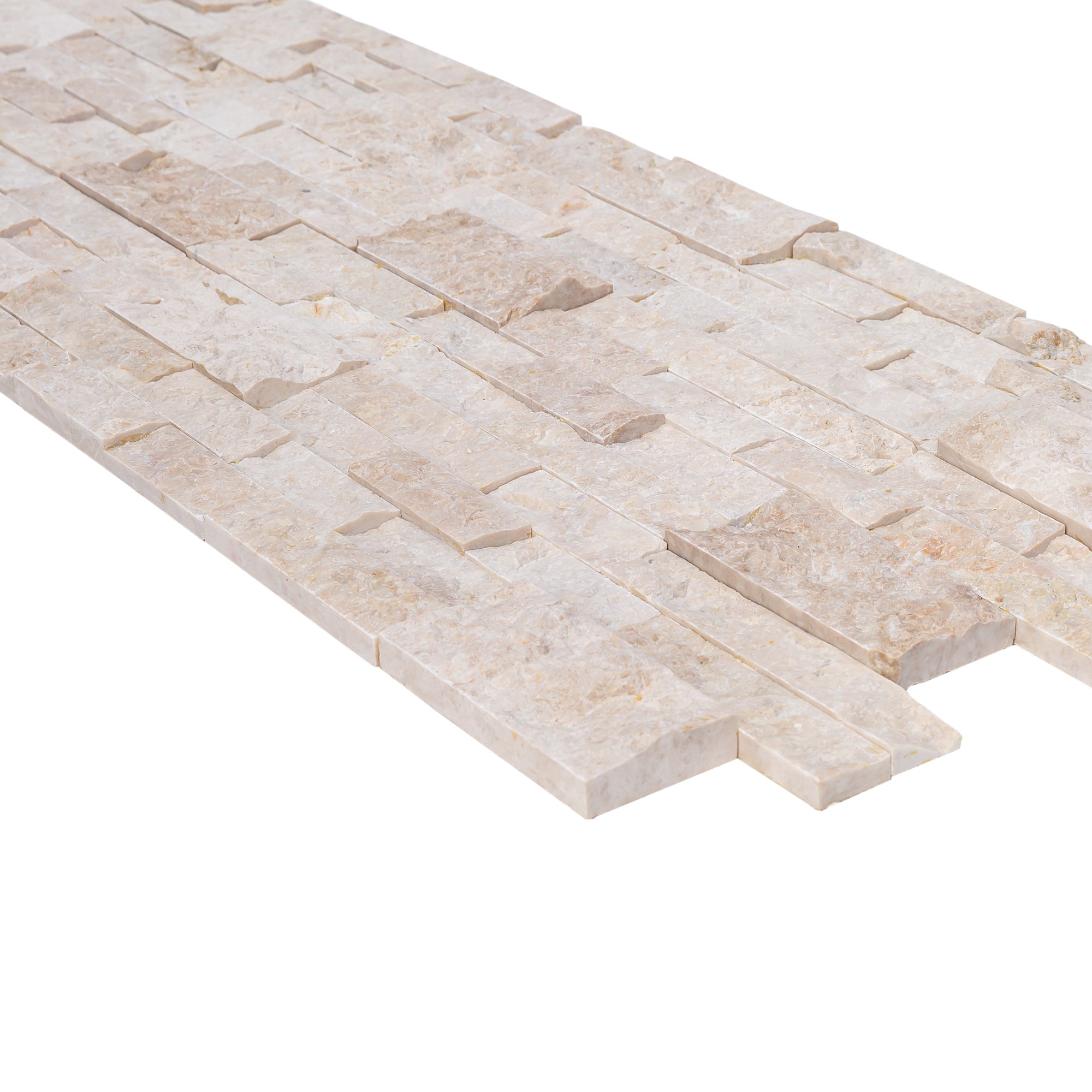 Cappuccino Ledger 3D Panel 6"x24" Split-face Natural Marble Wall Tile - Belair Collection