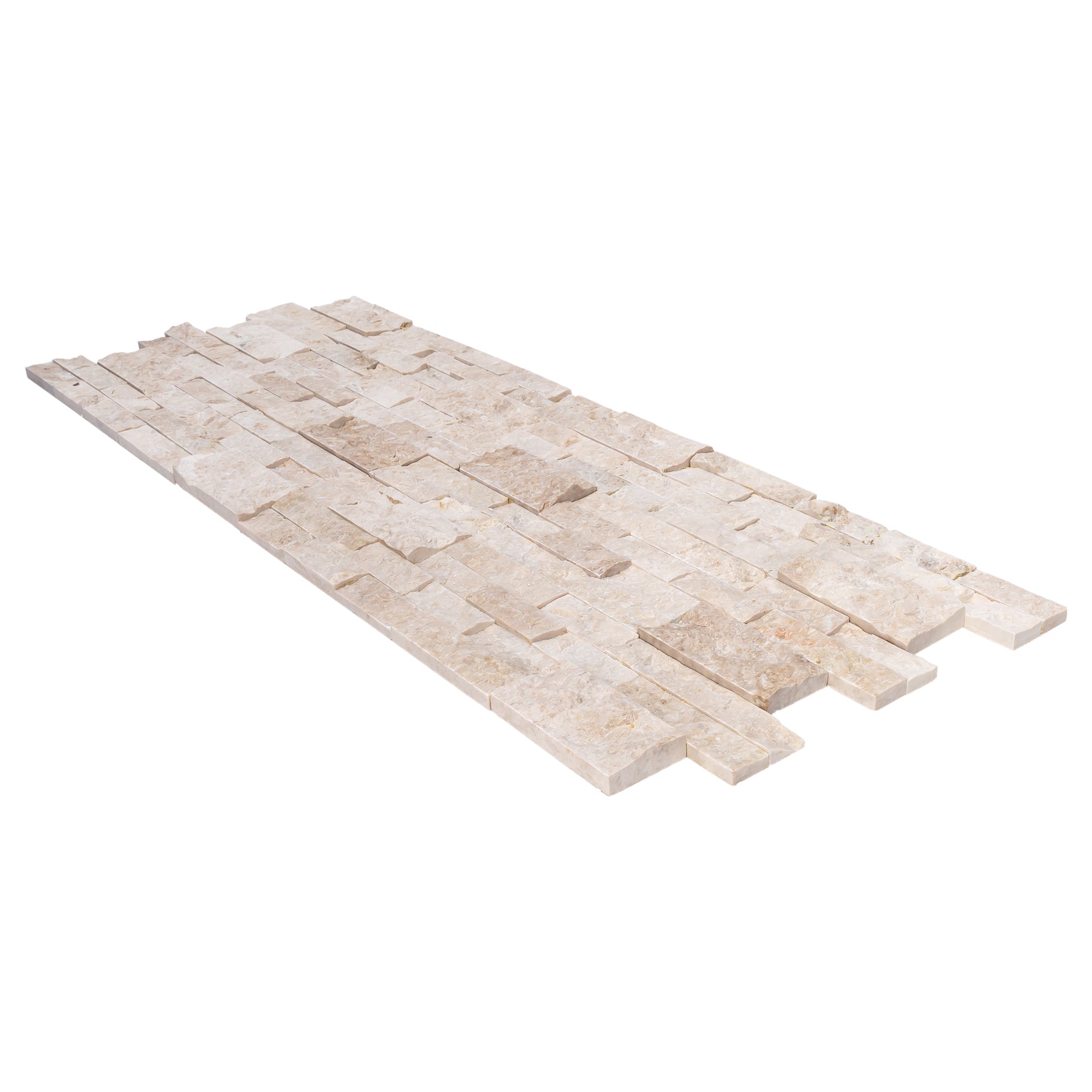 Cappuccino Ledger 3D Panel 6"x24" Split-face Natural Marble Wall Tile - Belair Collection