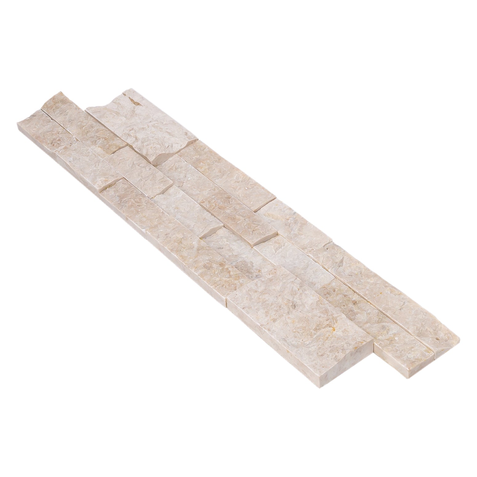 Cappuccino Ledger 3D Panel 6"x24" Split-face Natural Marble Wall Tile - Belair Collection