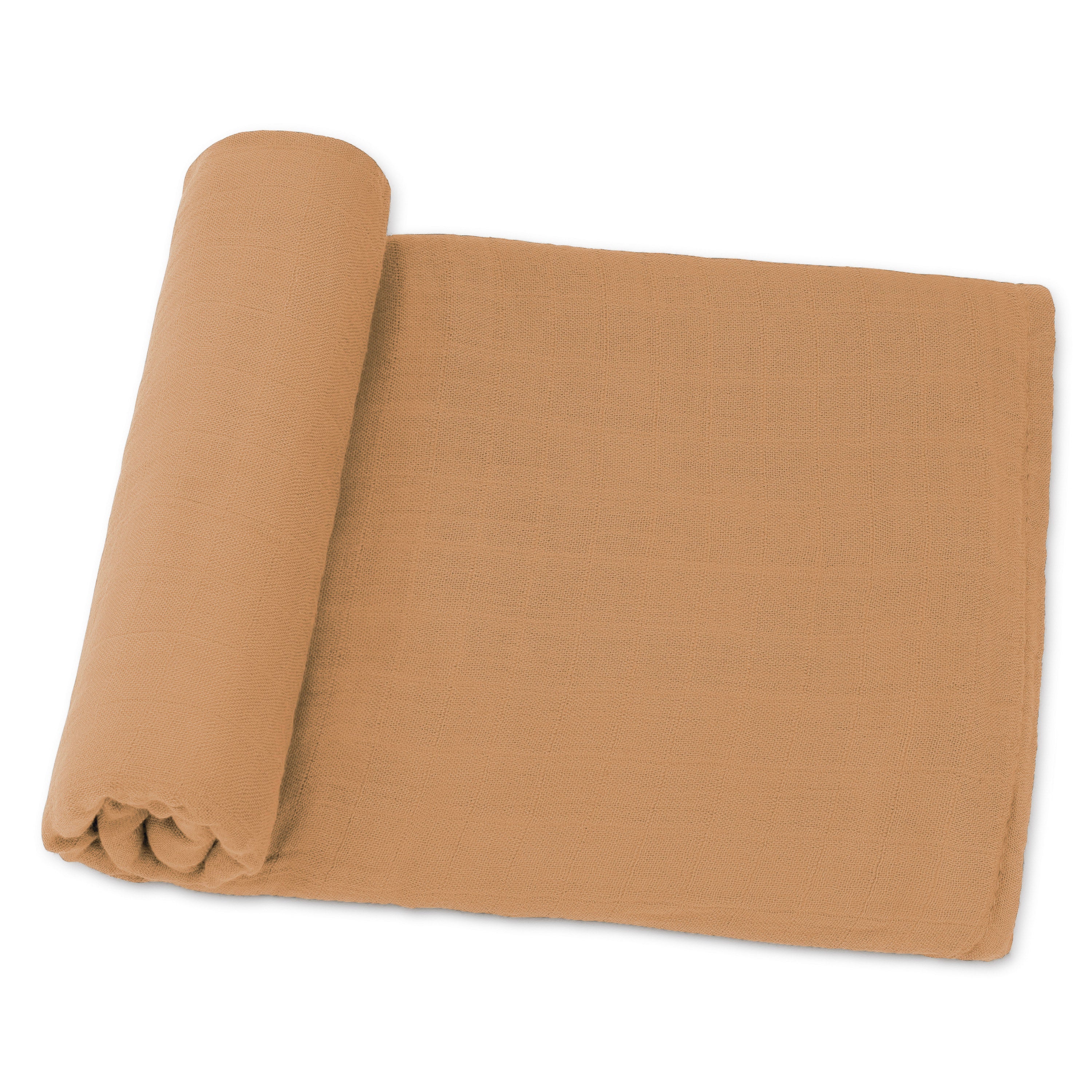 Muslin Swaddle Blanket, 1 Pack by Comfy Cubs in Caramel with Custom Options