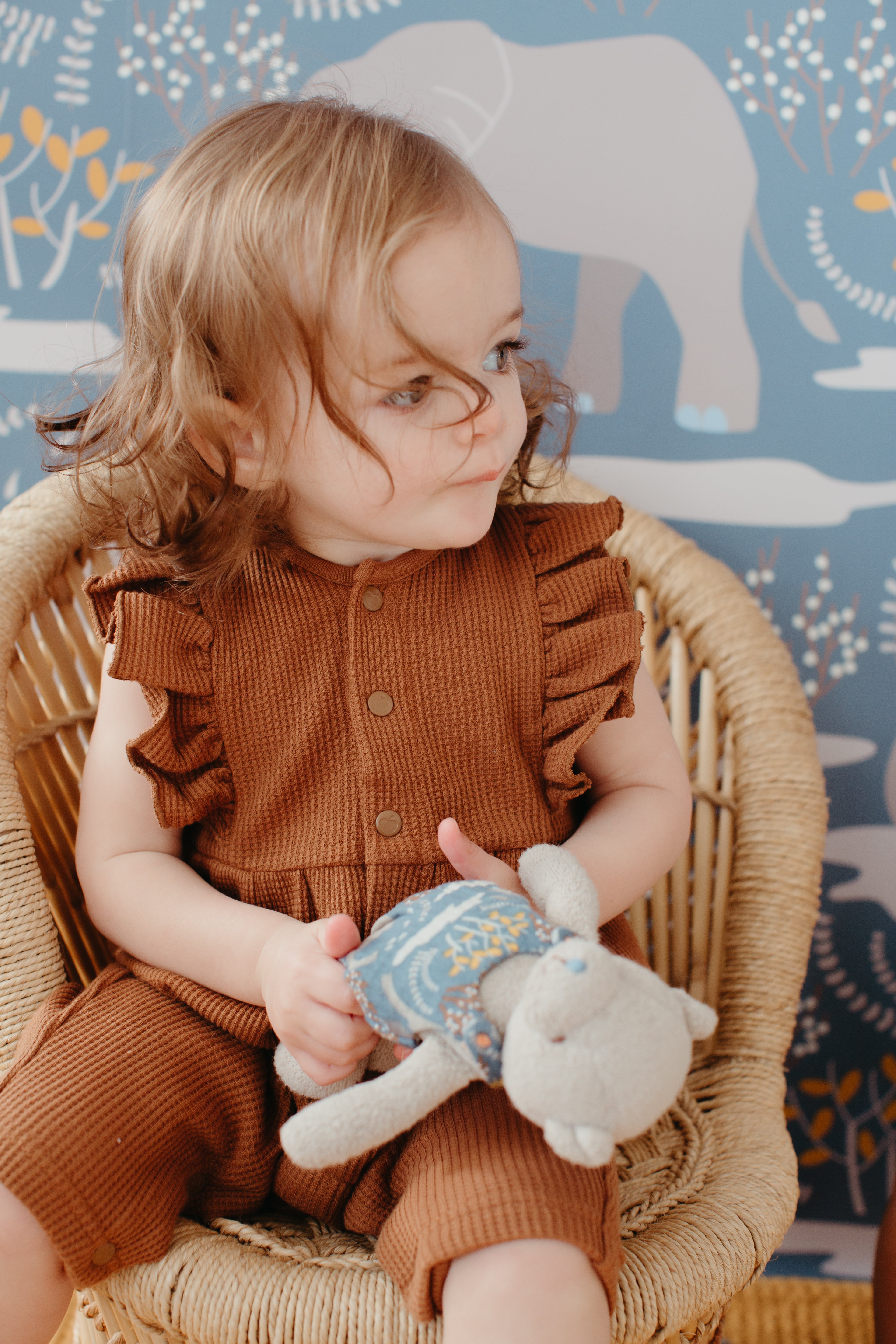 Waffle Ruffle Coverall - Caramel