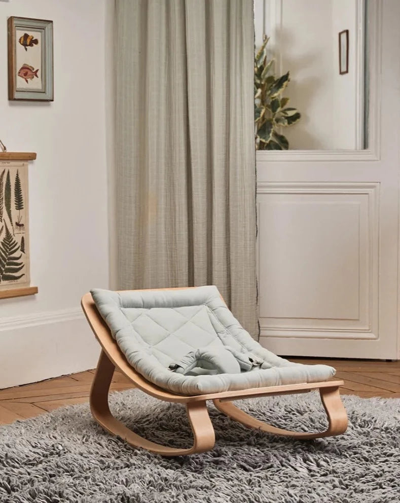 LEVO Beech Wood Baby Rocker Nursery Furniture Charlie Crane Organic Farrow Grey