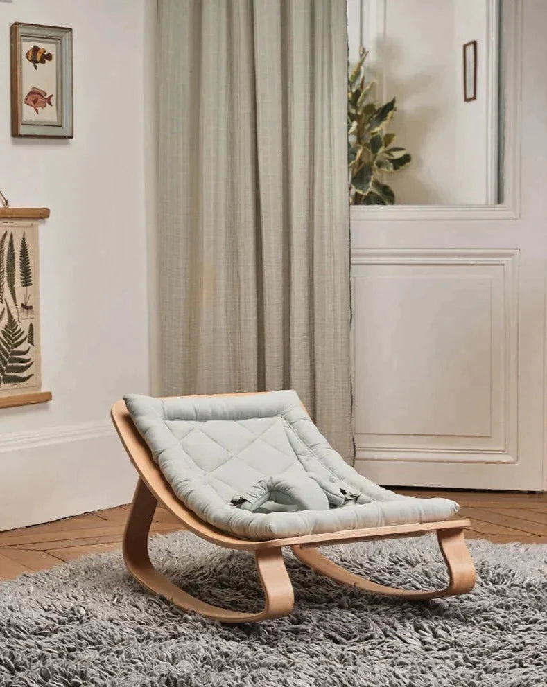 LEVO Beech Wood Baby Rocker Nursery Furniture Charlie Crane Organic Farrow Grey