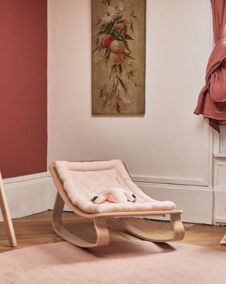 LEVO Beech Wood Baby Rocker Nursery Furniture Charlie Crane Organic Nude Pink