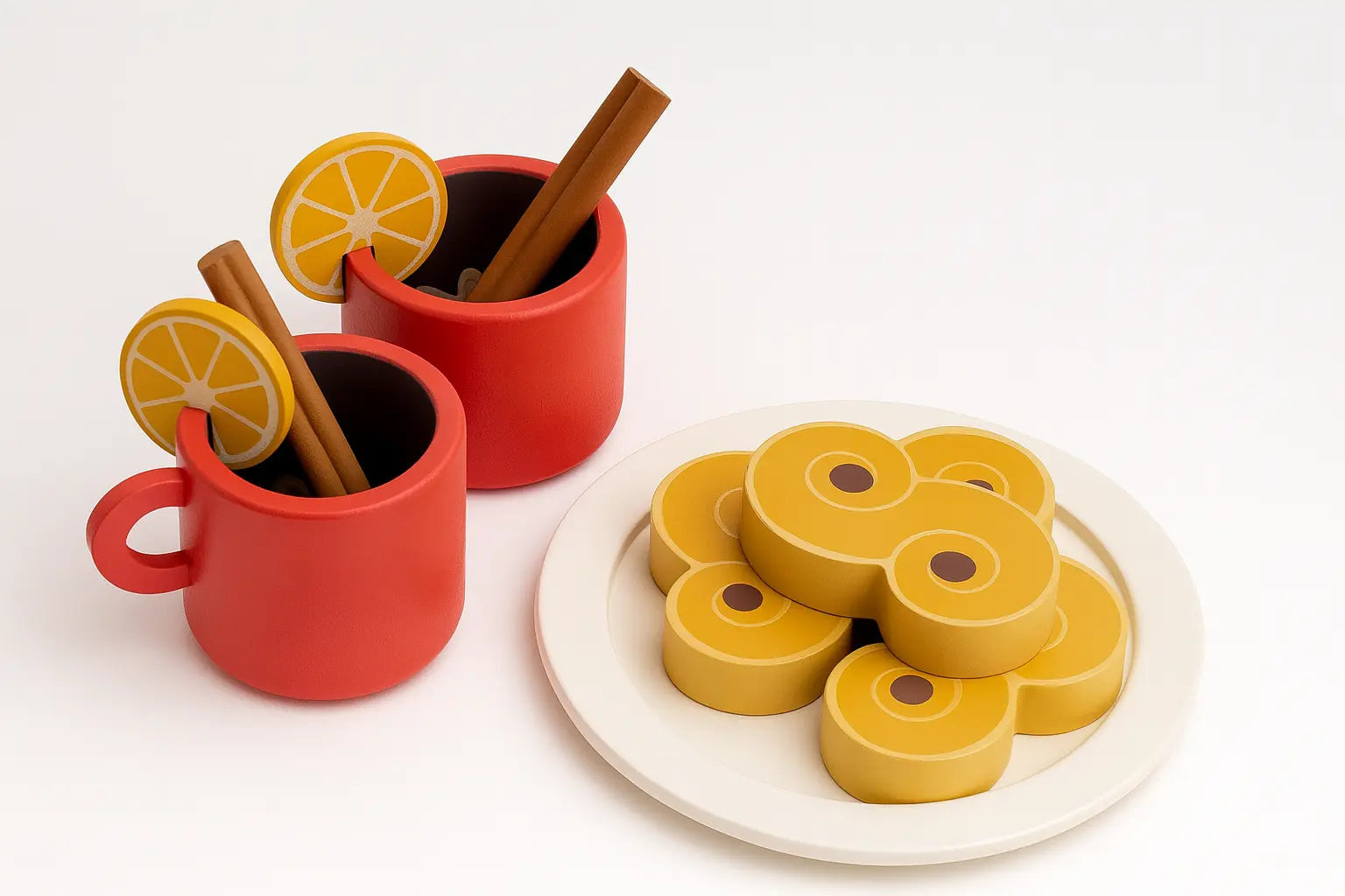 St. Lucia Buns (Lussekatter) & Swedish Glogg Wooden Play Food Set- Mini Catholic Kitchen