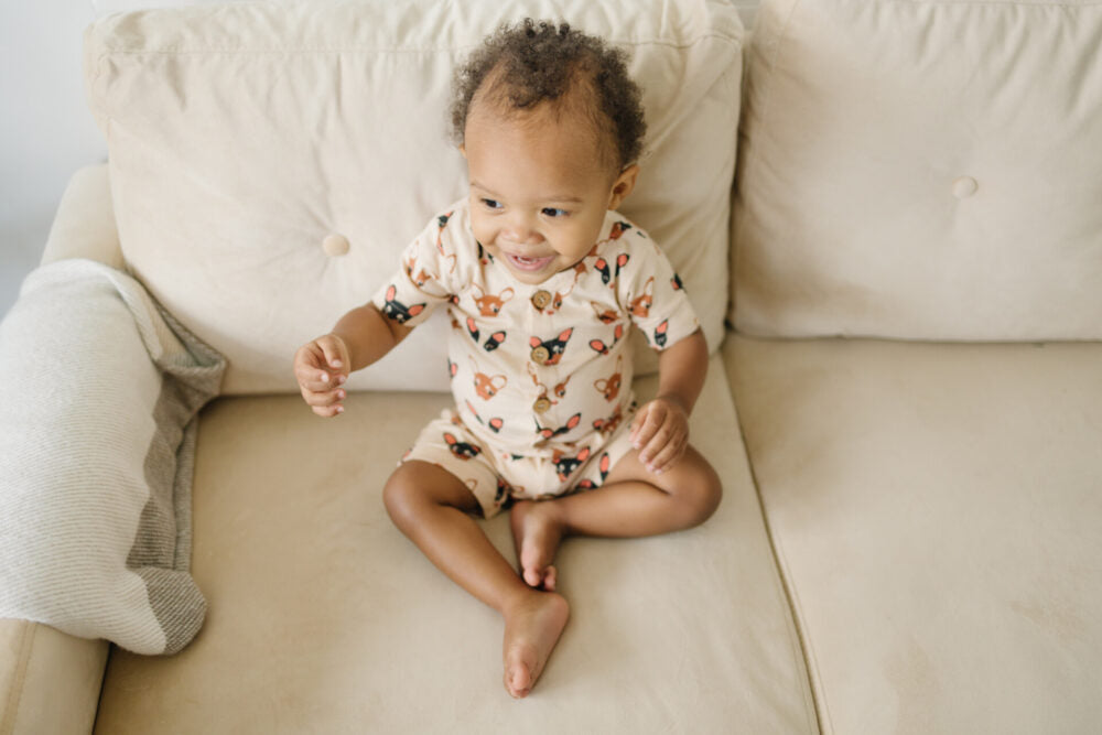 GOTS Certified Organic Cotton Short Sleeve Romper - Chihuahua