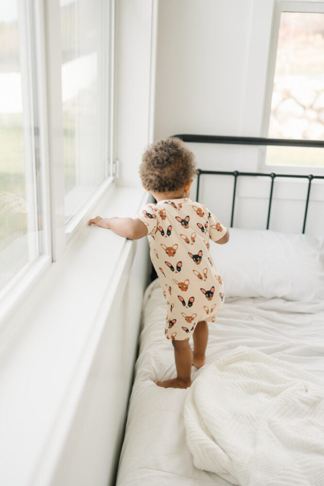 GOTS Certified Organic Cotton Short Sleeve Romper - Chihuahua