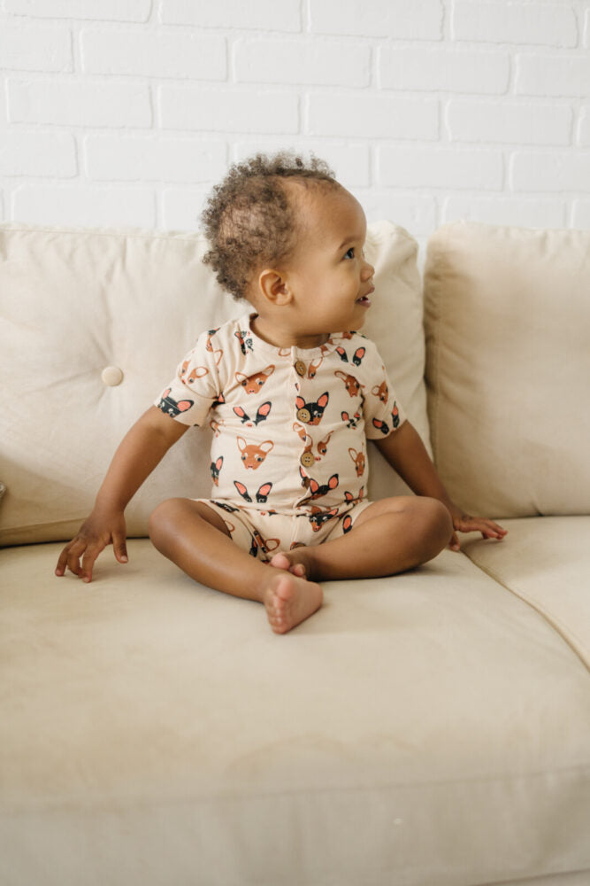 GOTS Certified Organic Cotton Short Sleeve Romper - Chihuahua