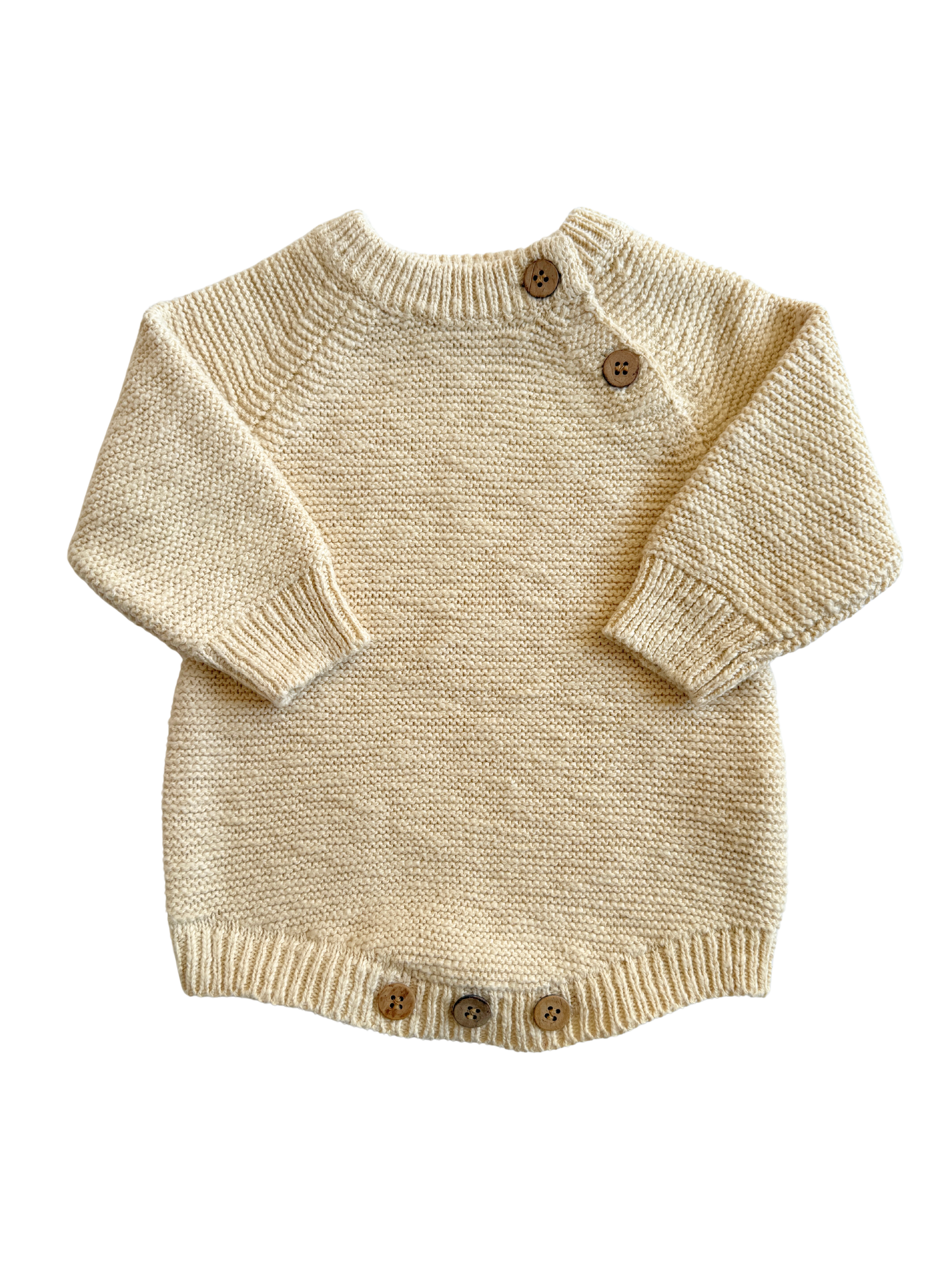 Chunky Purl Knit Romper - French Cream