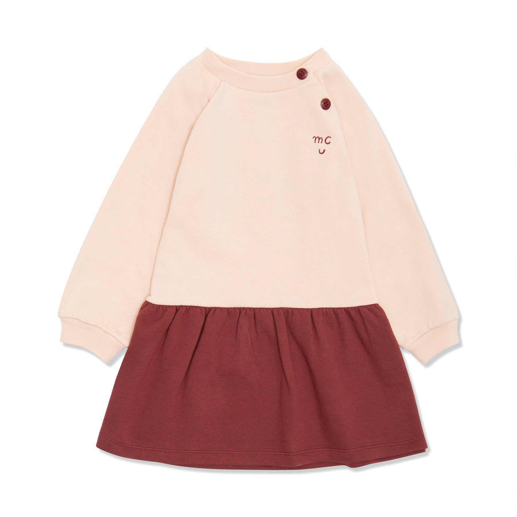 Colorblock Kid Dress Dress Mon Coeur Soft Pink/Granate 02Y