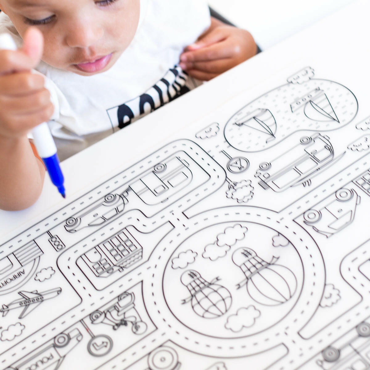 Silicone Reusable Coloring Tablemat Set - Roadmap COLORING TABLEMAT MKS Miminoo