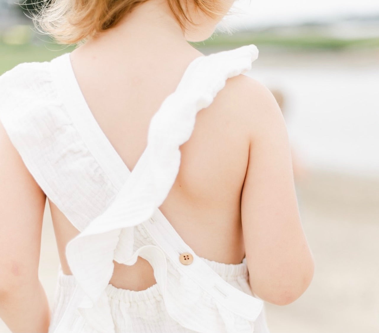 Baby Cross Back Pocket Dress - White