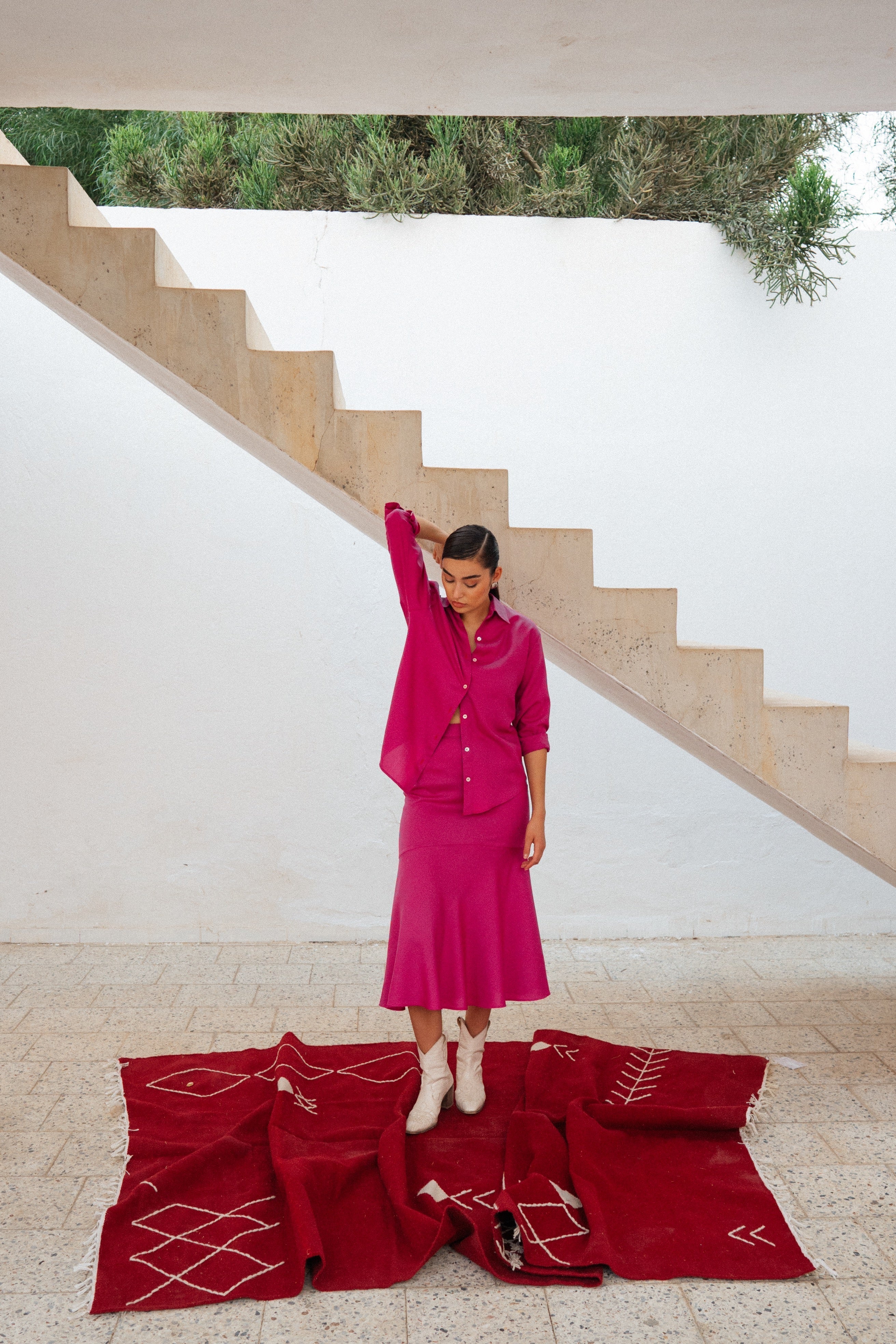 Tencel Flared Skirt - Bougainvillea