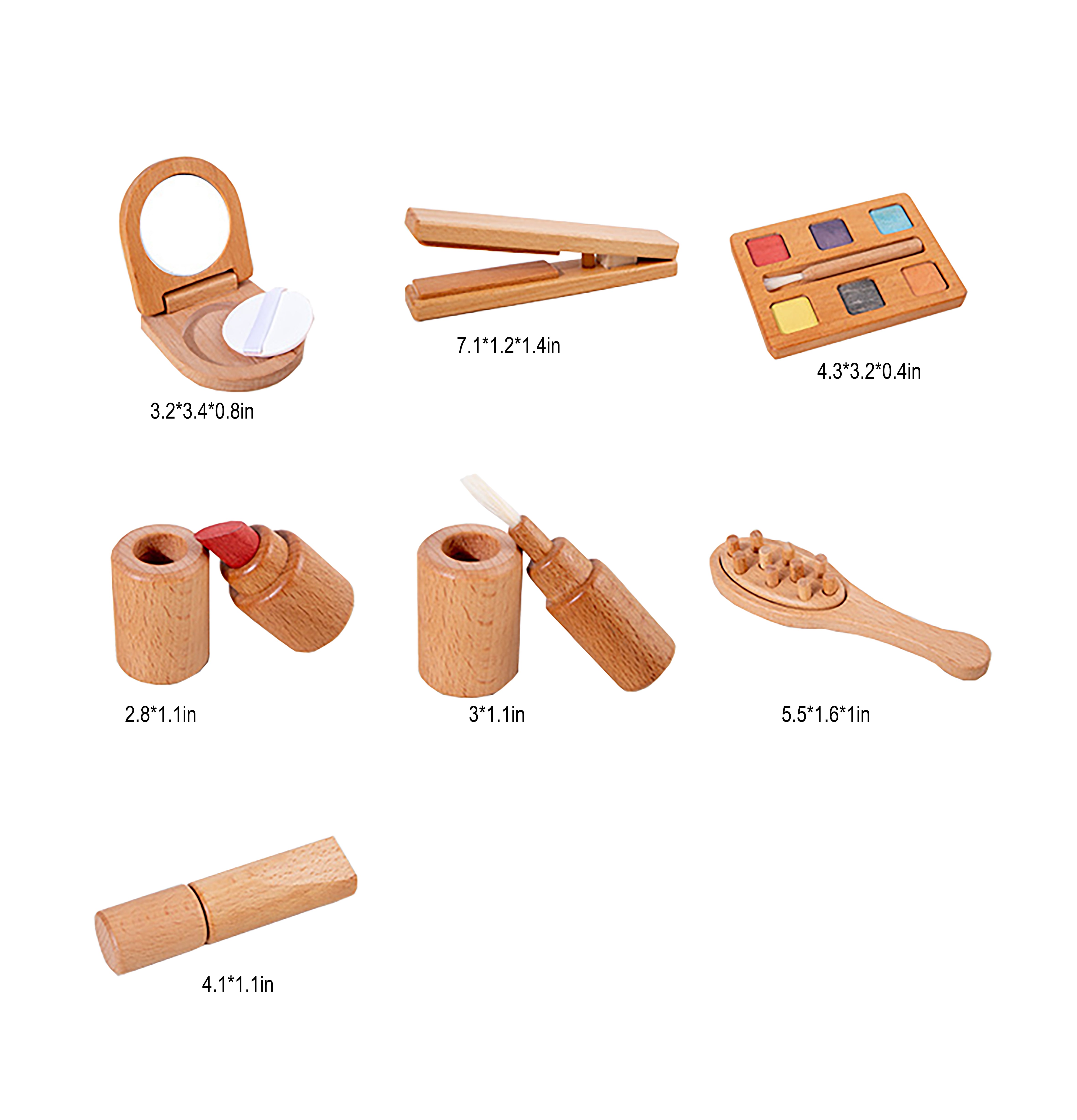 Avenlur 7-in-1 Wooden Kids Makeup Kit – Pretend Play Beauty Set for Toddlers & Girls