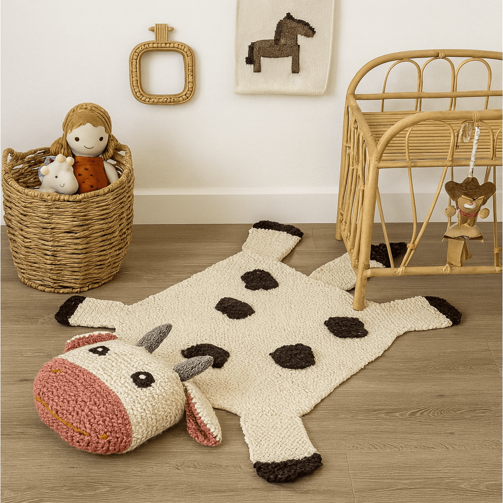 Organic Wool Play Mat + Nursery Rug | Cow