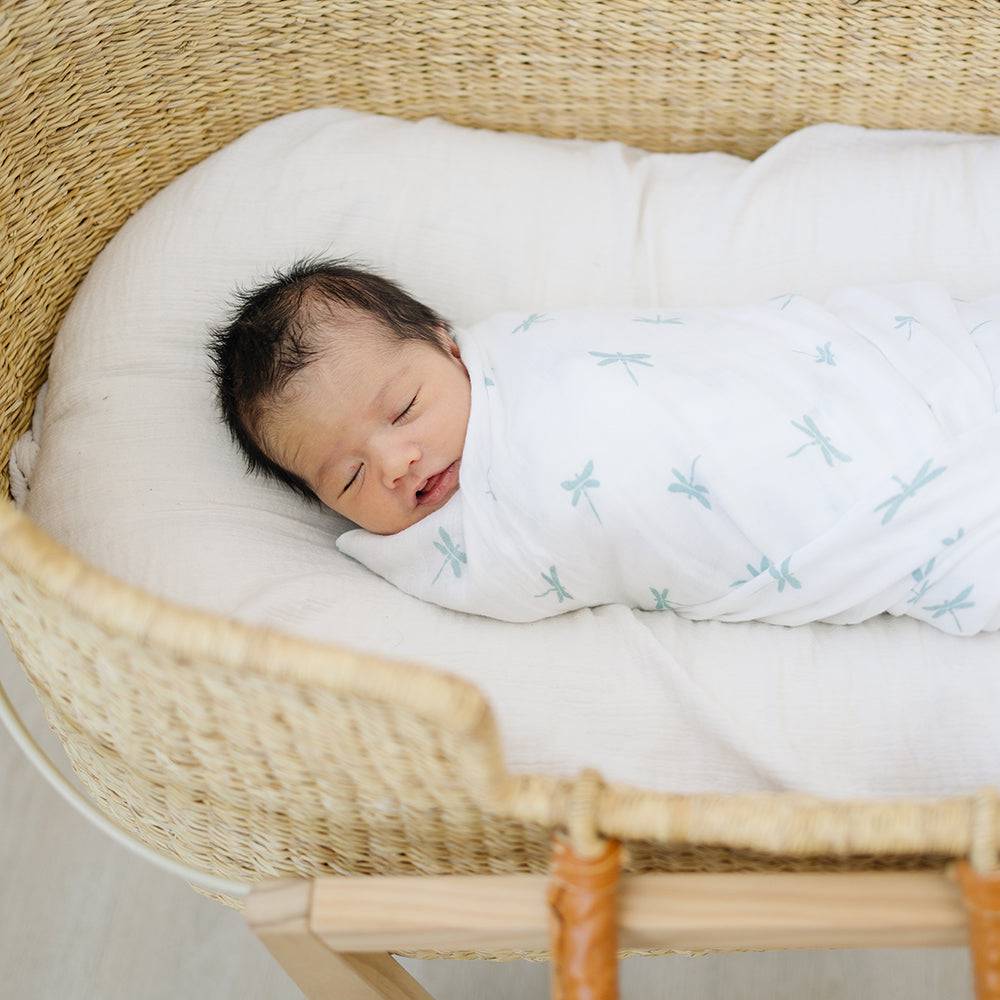 Muslin Swaddle Blanket Set Oh So Soft Crane + Dragonfly Swaddle Blanket Bebe au Lait