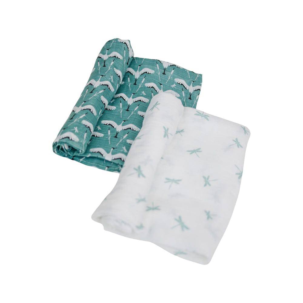 Muslin Swaddle Blanket Set Oh So Soft Crane + Dragonfly Swaddle Blanket Bebe au Lait