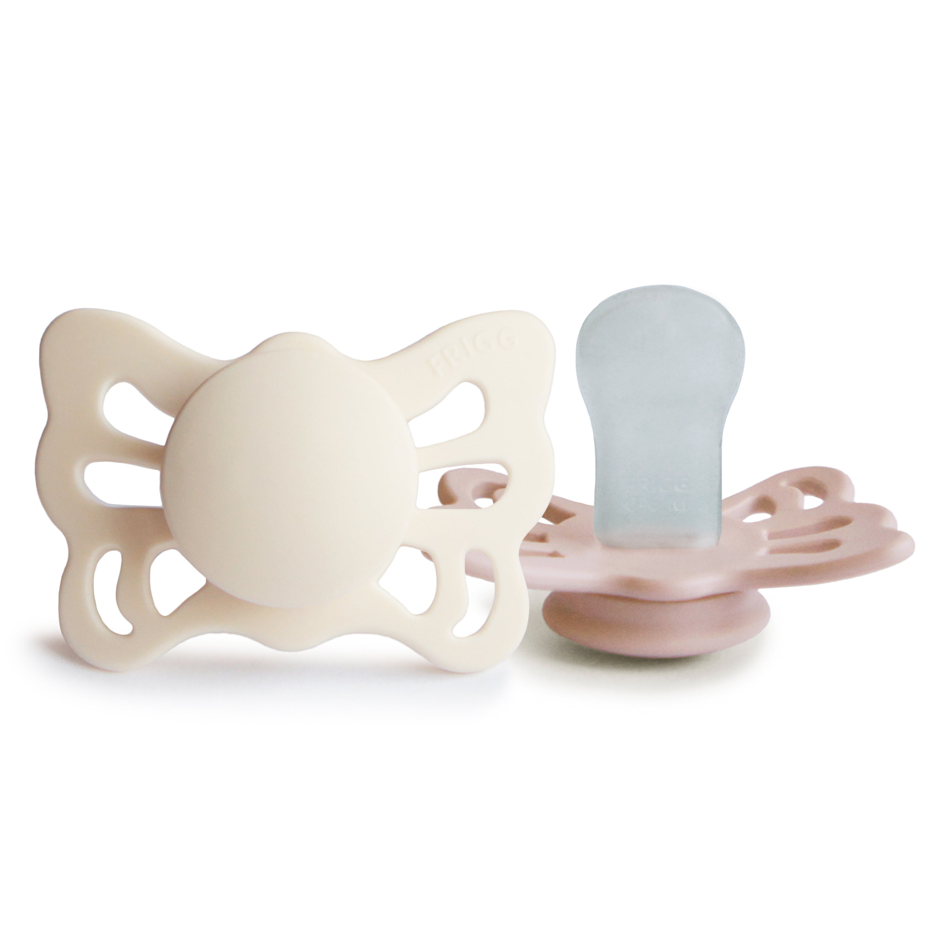 FRIGG Butterfly Anatomical Silicone Pacifier 2-Pack (0-6 Months) FRIGG PACIFIERS Mushie Cream/Blush