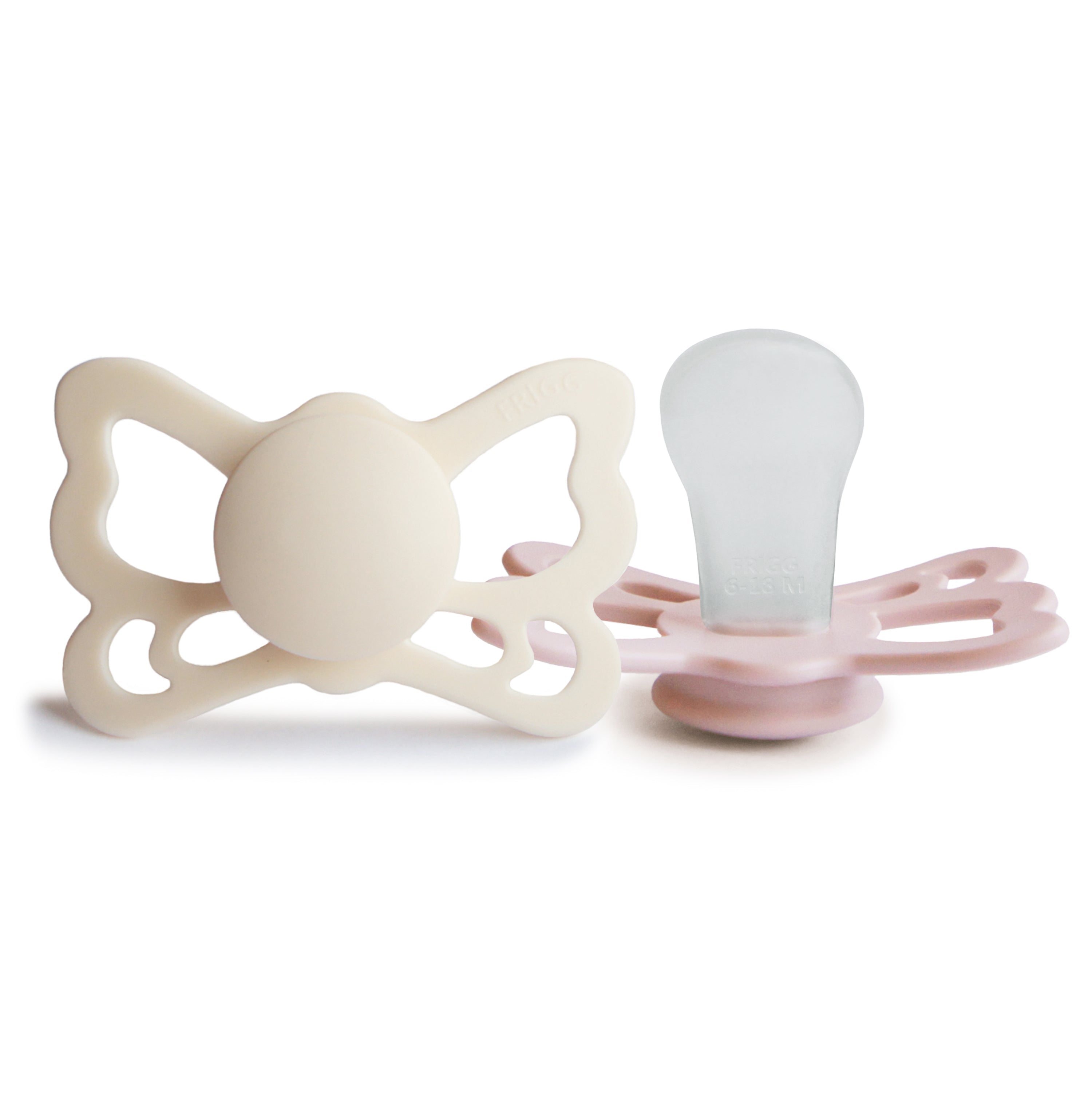 FRIGG Butterfly Anatomical Silicone Pacifier 2-Pack (6-18 Months) SILICONE FRIGG PACIFIERS Mushie Cream/Blush