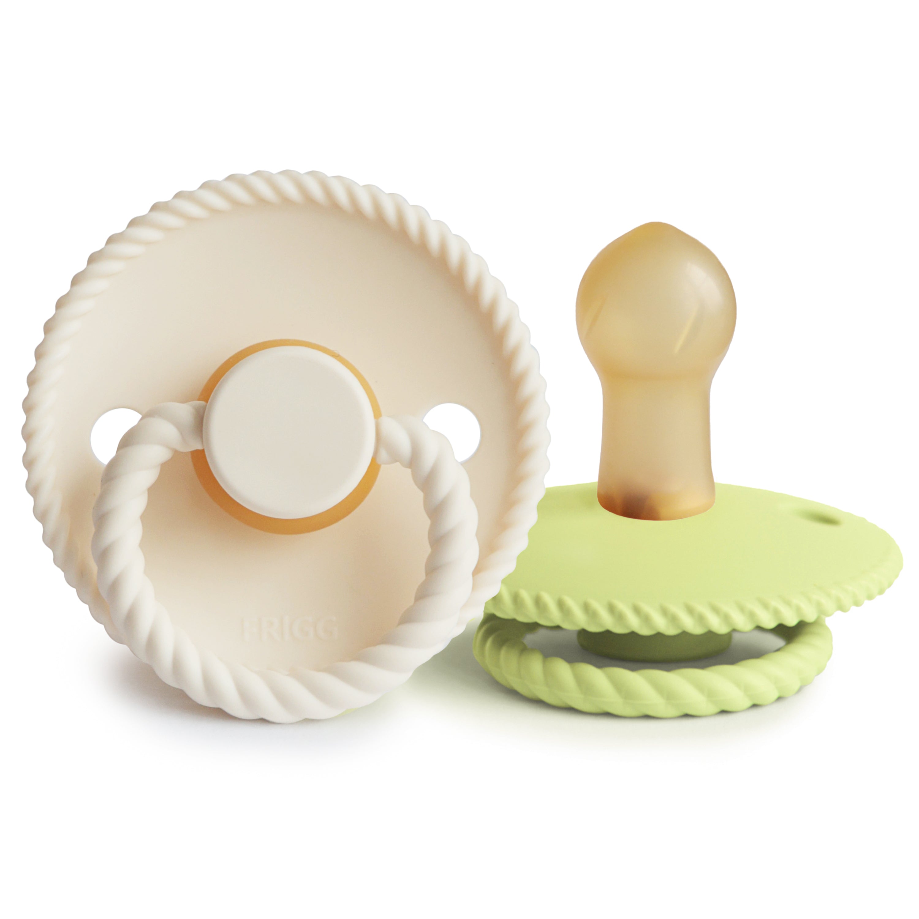 FRIGG Rope Natural Rubber Pacifier 2-Pack FRIGG PACIFIERS Mushie Cream/Green Tea 0-6 months