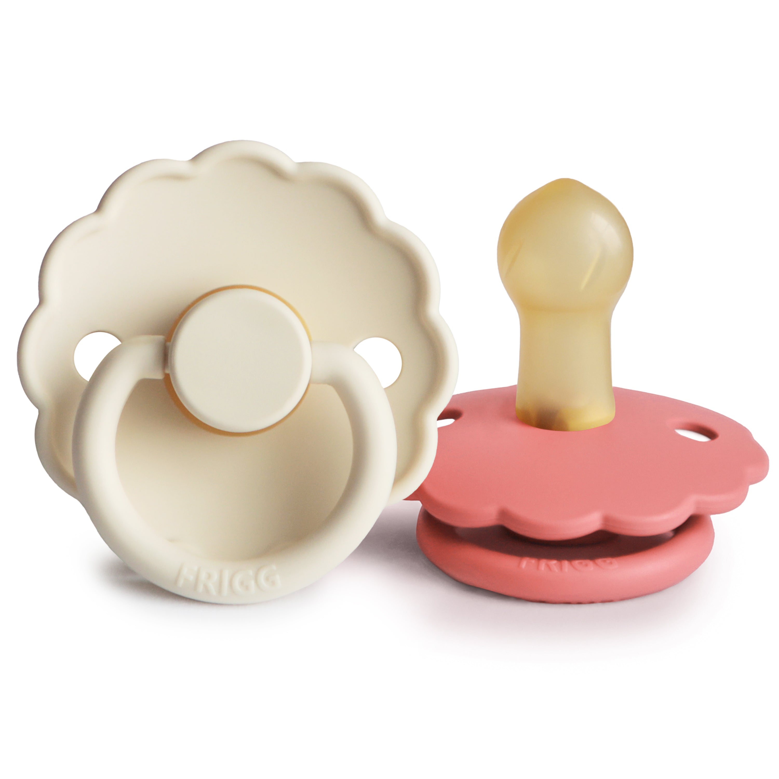 FRIGG Daisy Natural Rubber Pacifier 2-Pack FRIGG PACIFIERS Mushie Cream/Poppy 0-6 months