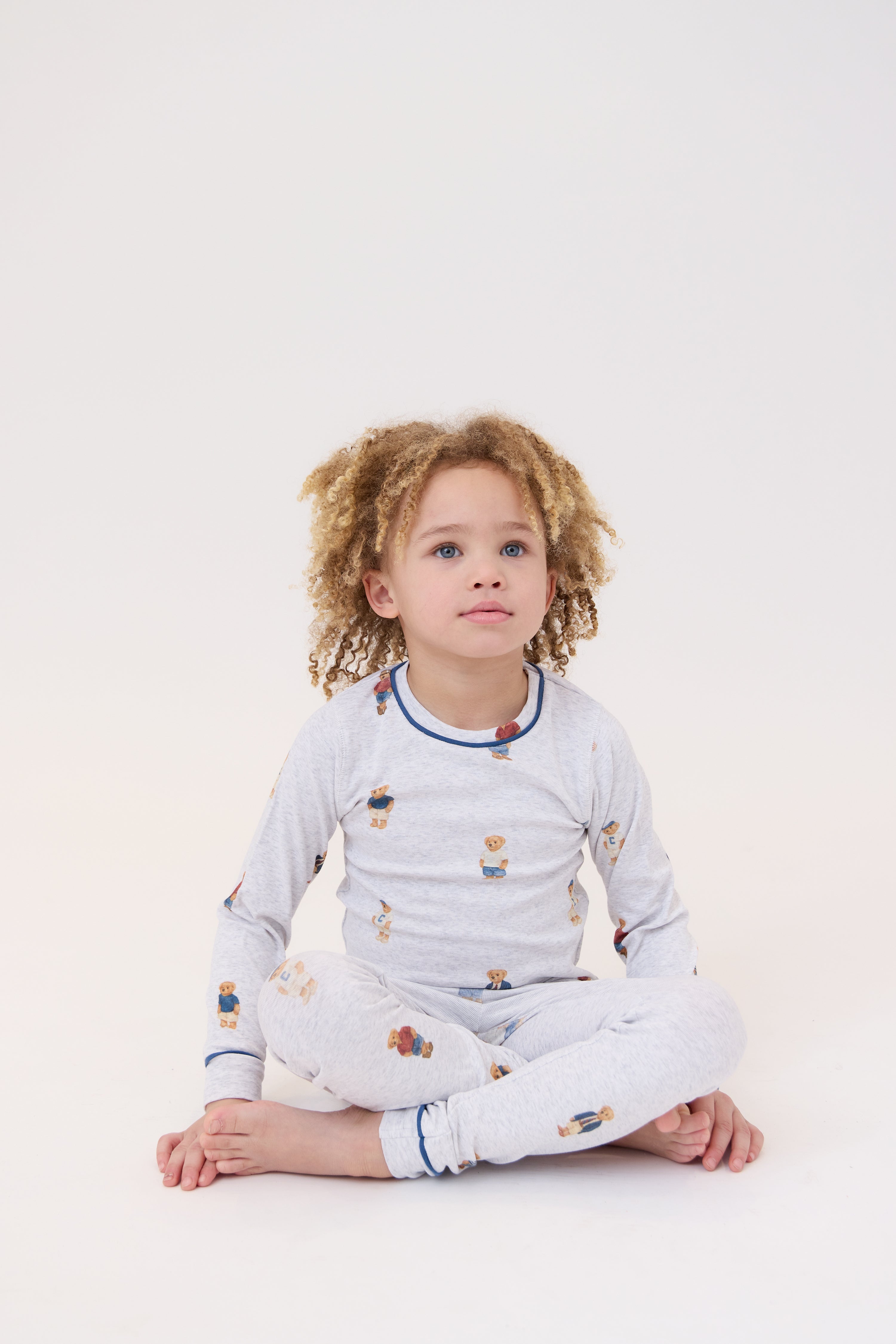 Teddy Crewneck Set - Grey/Blue