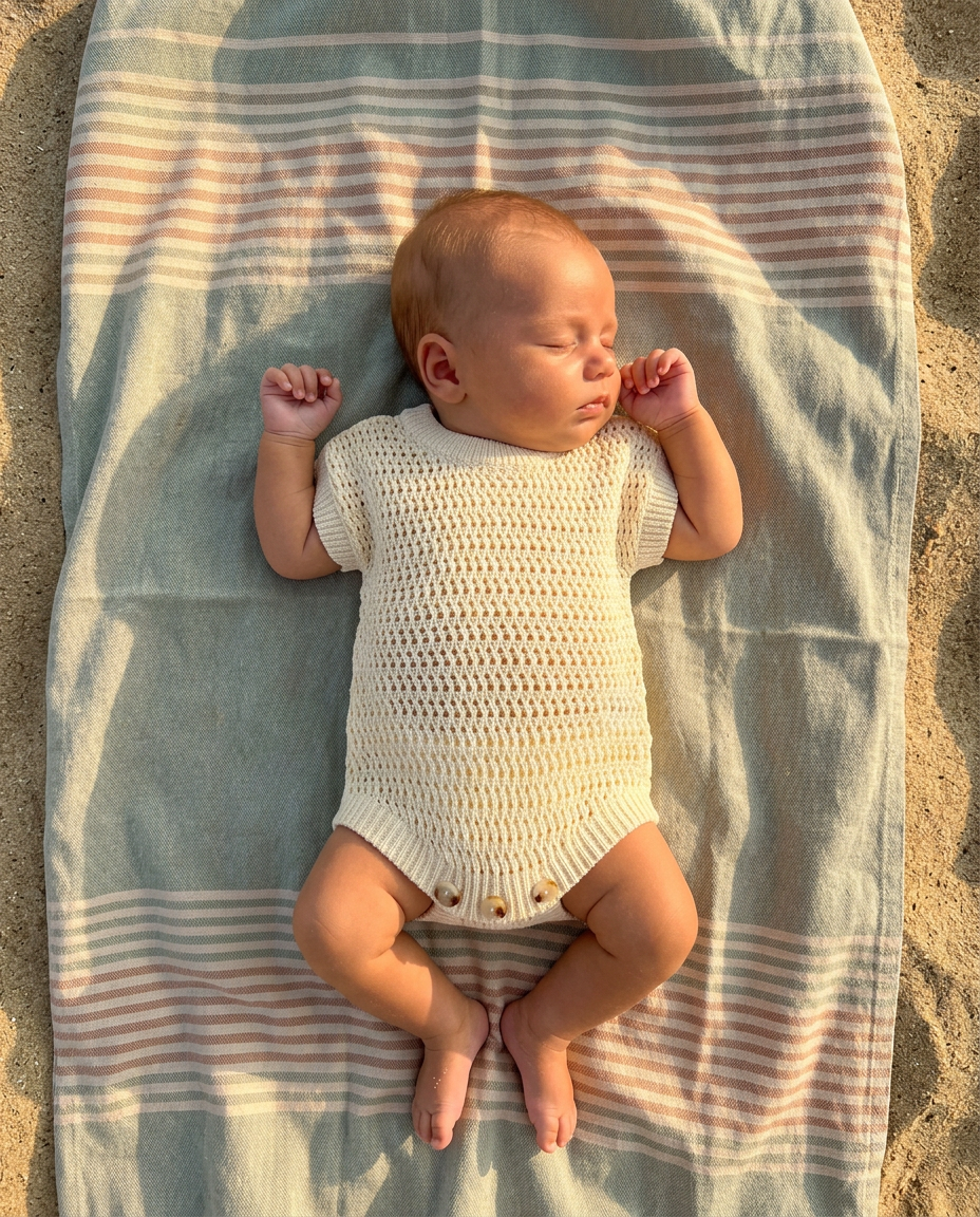 Crochet Knit Romper - Cream
