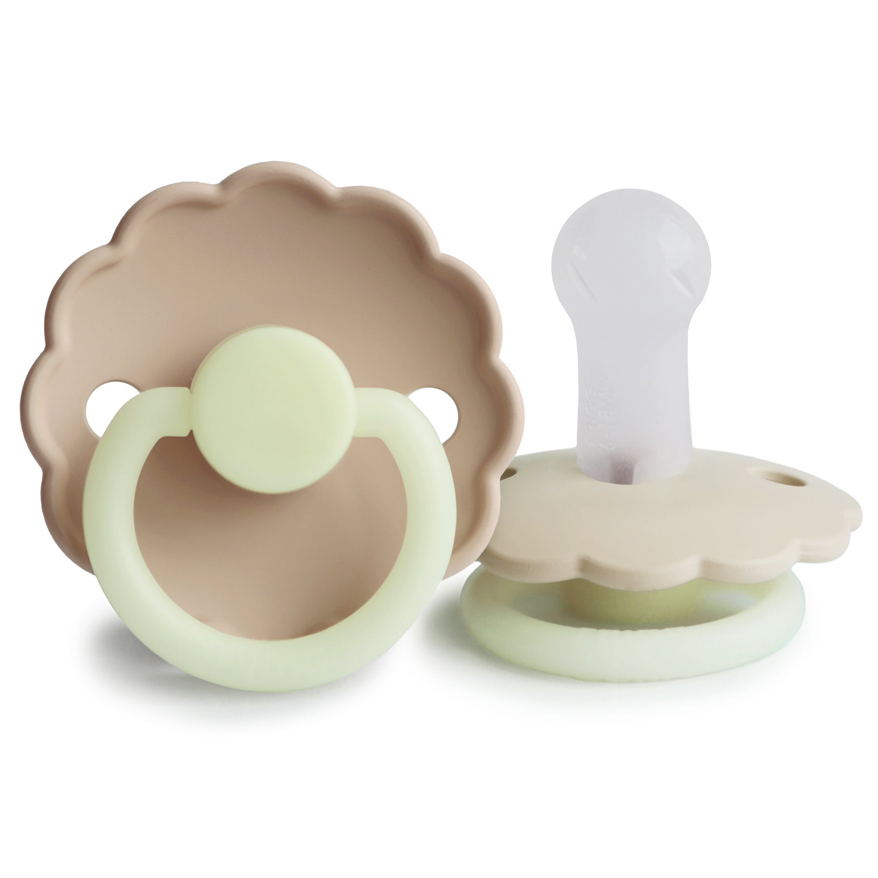 FRIGG Daisy Night Silicone Pacifier 2-Pack FRIGG PACIFIERS Mushie Croissant/Cream 6-18 months