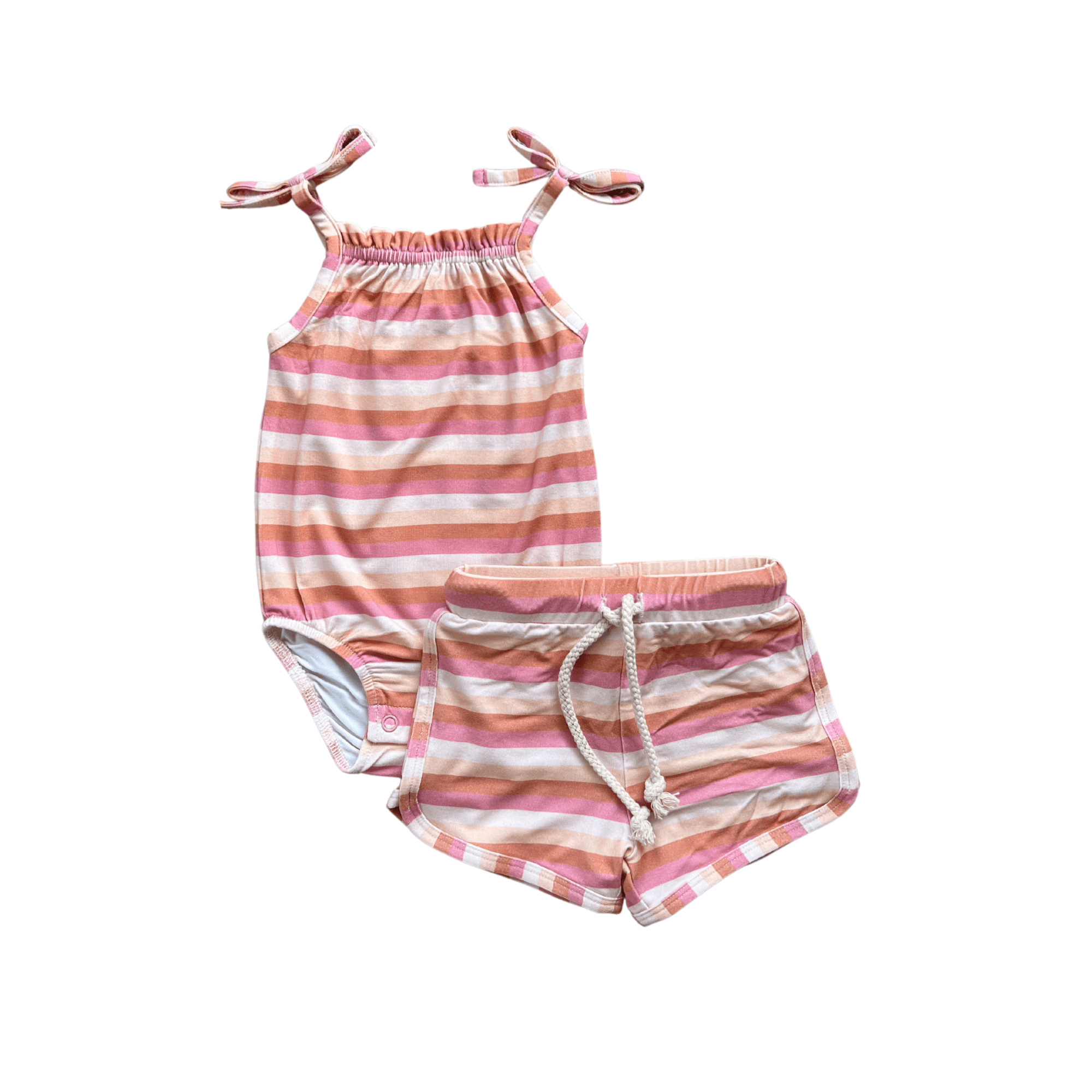 Baby Girl Tie Tank Bodysuit & Shorts Set