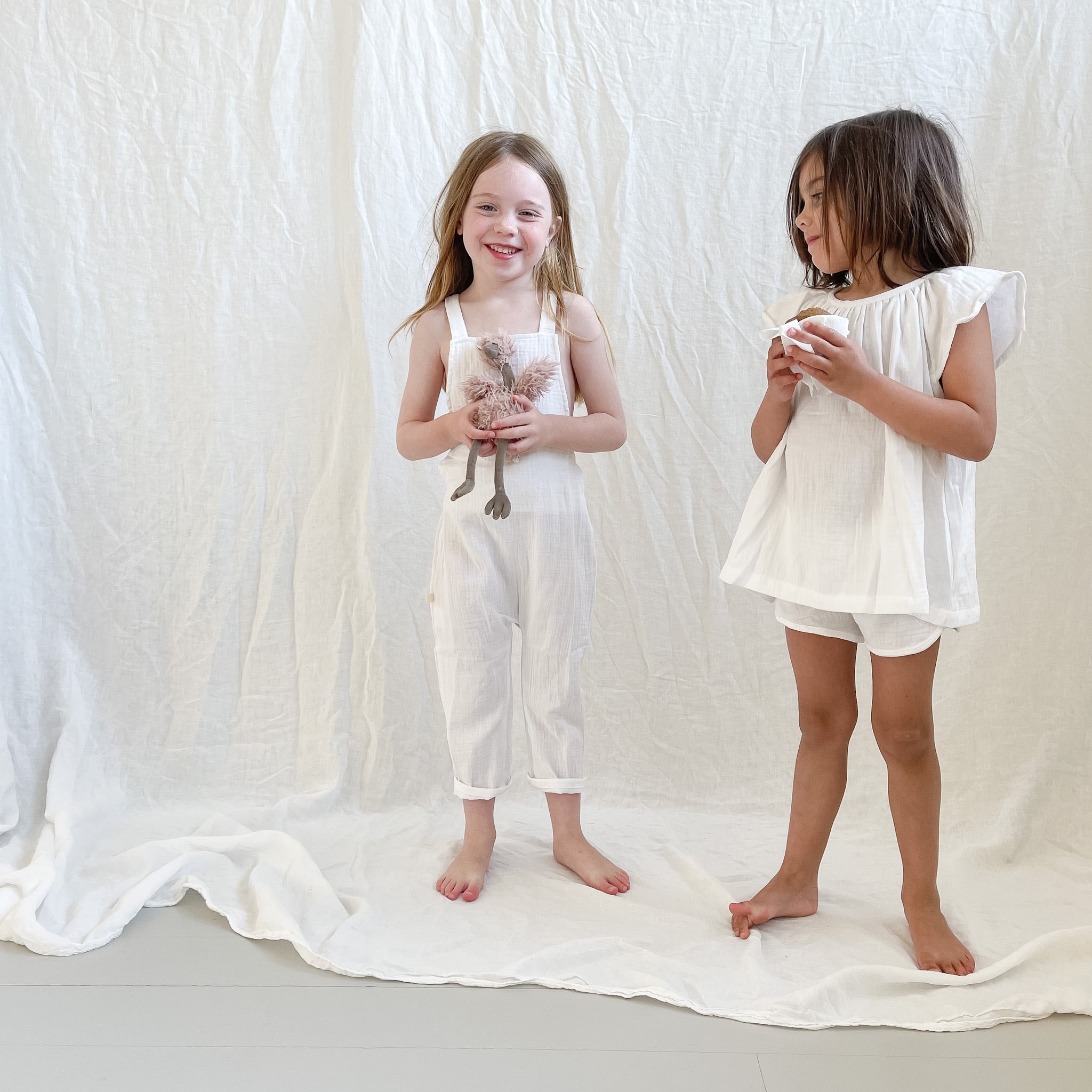 Cross Back Overall - White