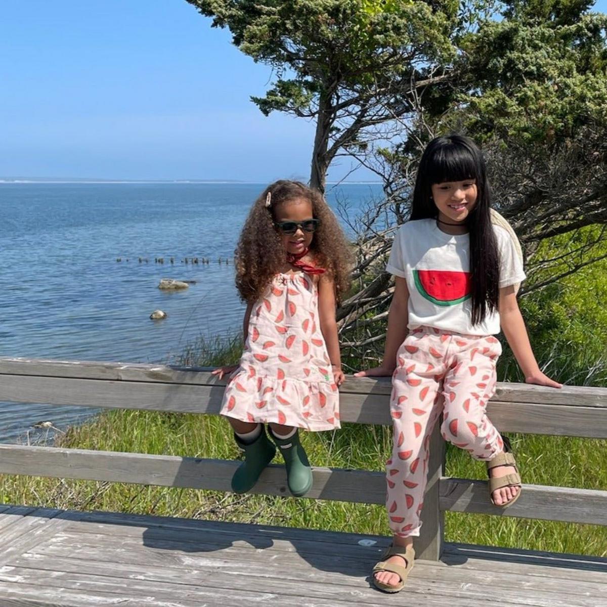 Watermelon Slices Linen Kid Pants - Misty Rose