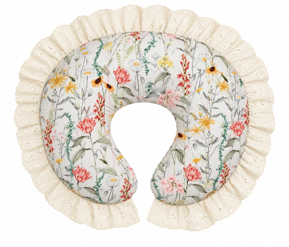 Ivory Eyelet Ruffle Original Nursing Pillow Cover