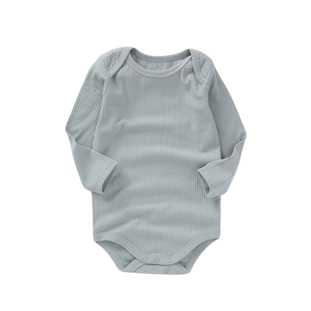 Ribbed Organic Cotton Long Sleeve Bodysuit - Ocean