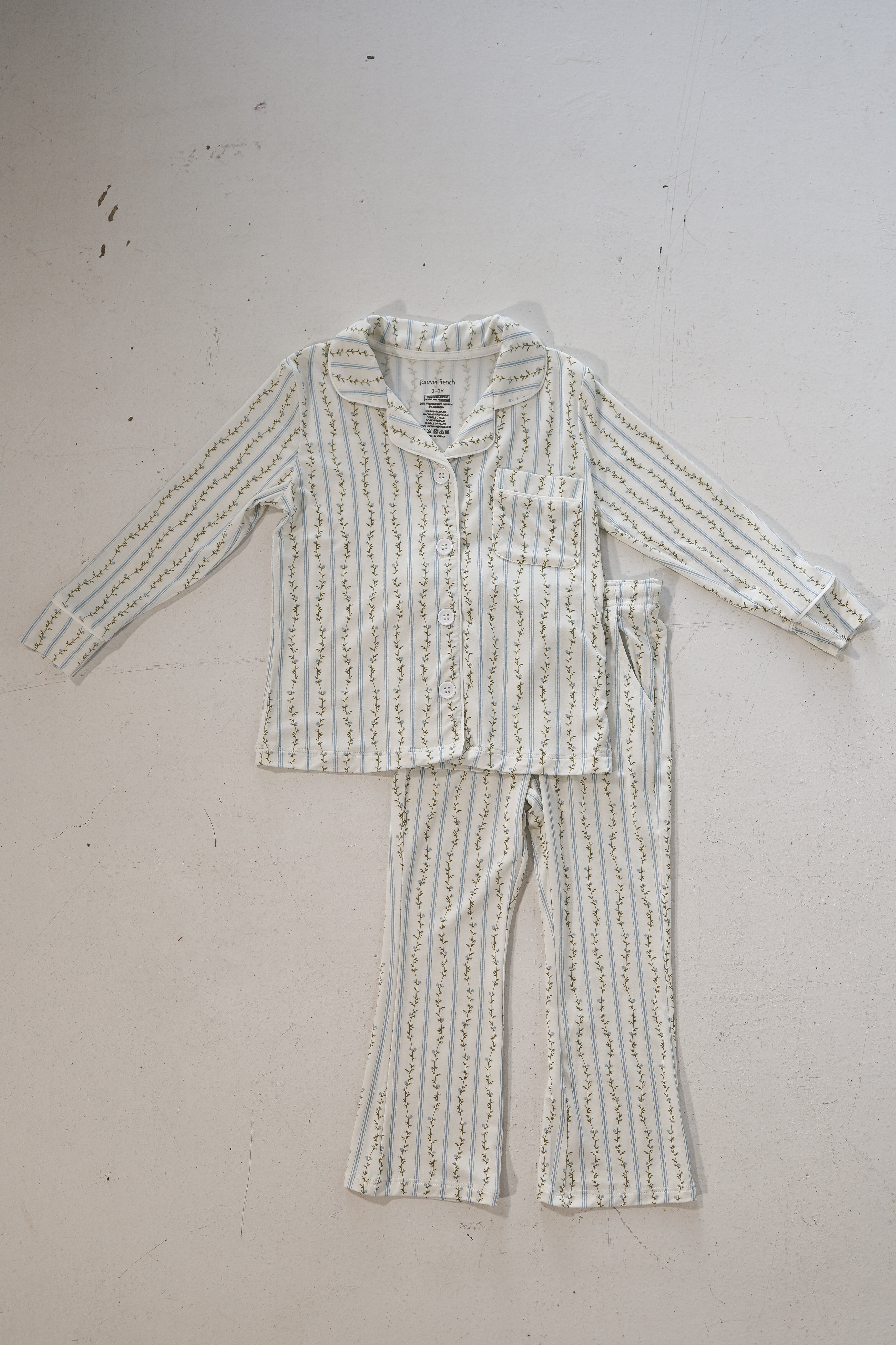 Girl’s Bamboo Button Up Lounge Set | Dainty Vines