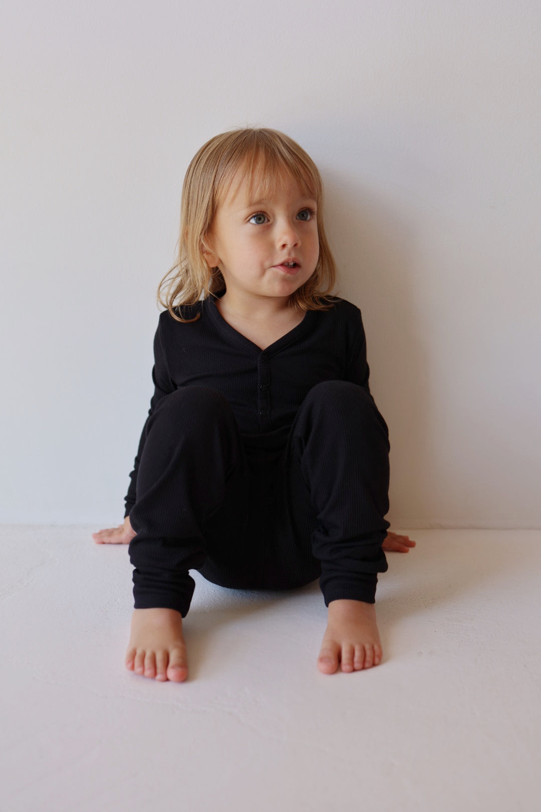 Bamboo Two Piece Pajamas | Ribbed Black