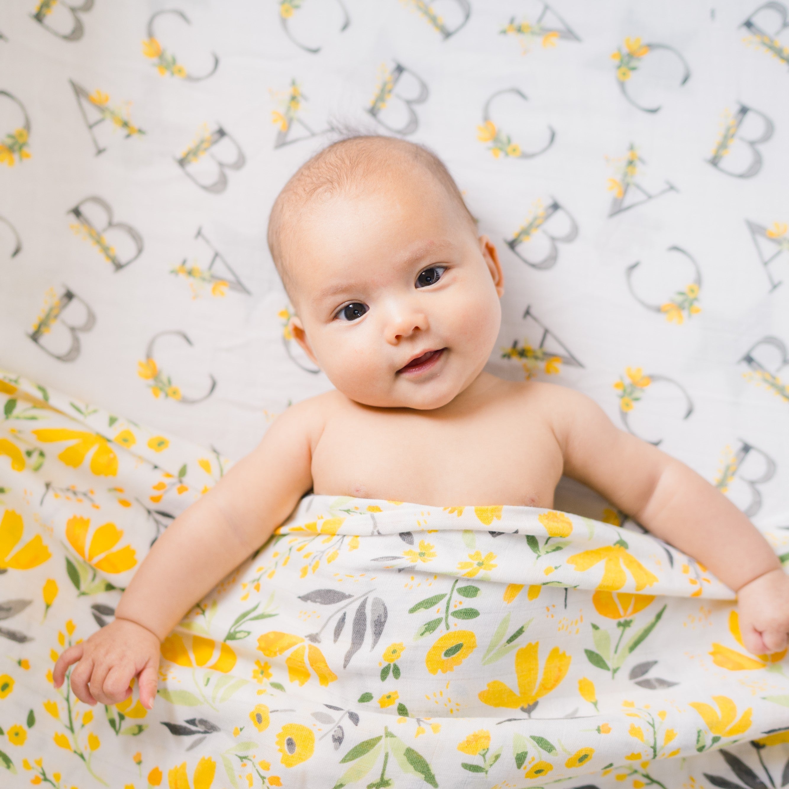 Floral Alphabet Oh So Soft Muslin Crib Sheet Crib Sheet Bebe au Lait