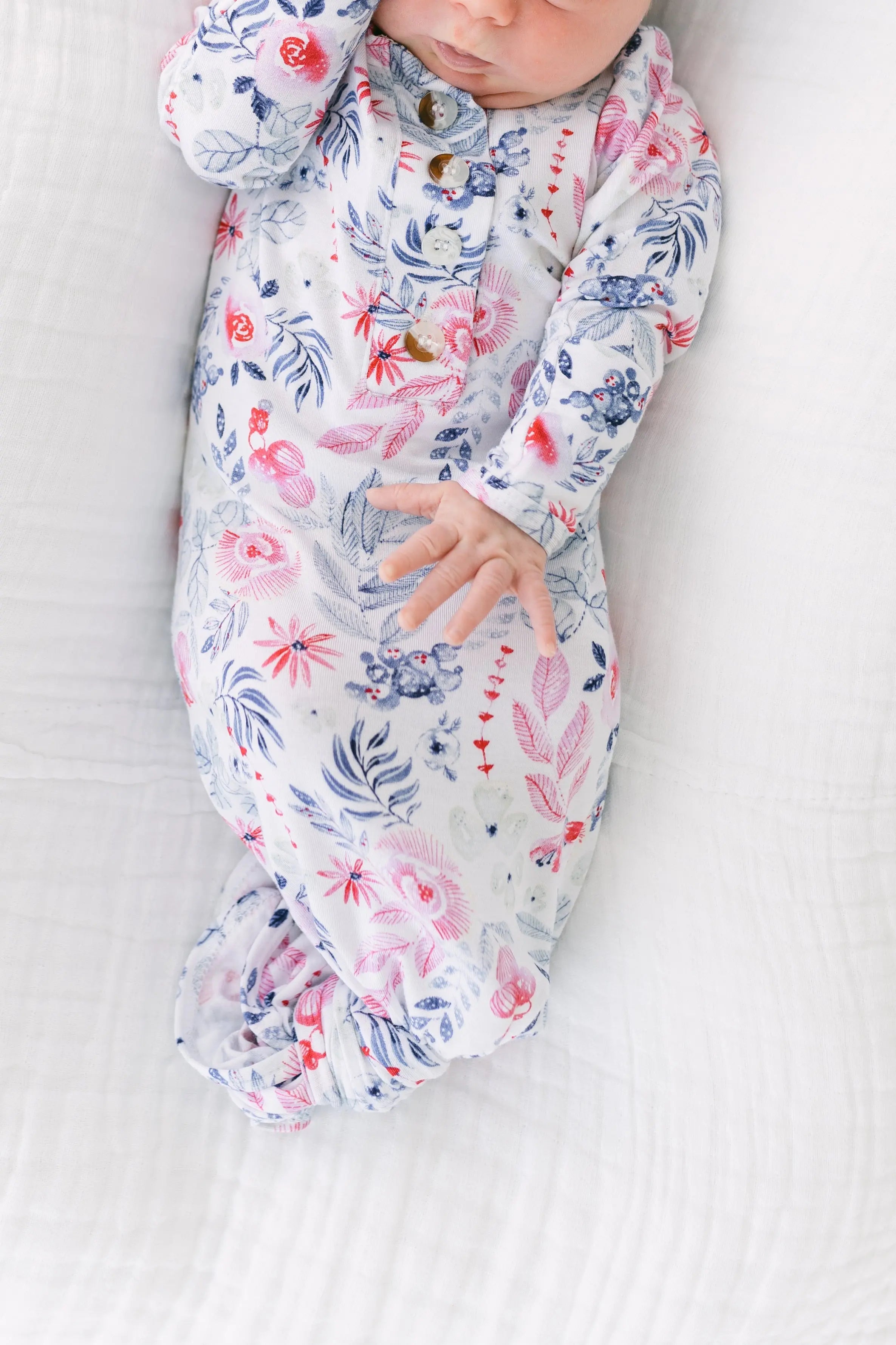 Stroller Society Knotted Baby Gown and Hat Set with Headband - Bloom