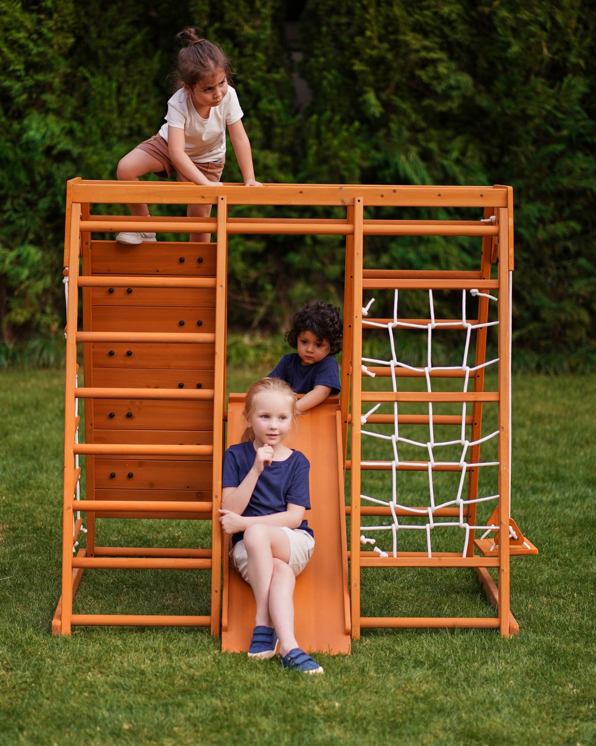 Magnolia 7-in-1 Real Wood Playset | Indoor & Outdoor Climbing Gym for Kids