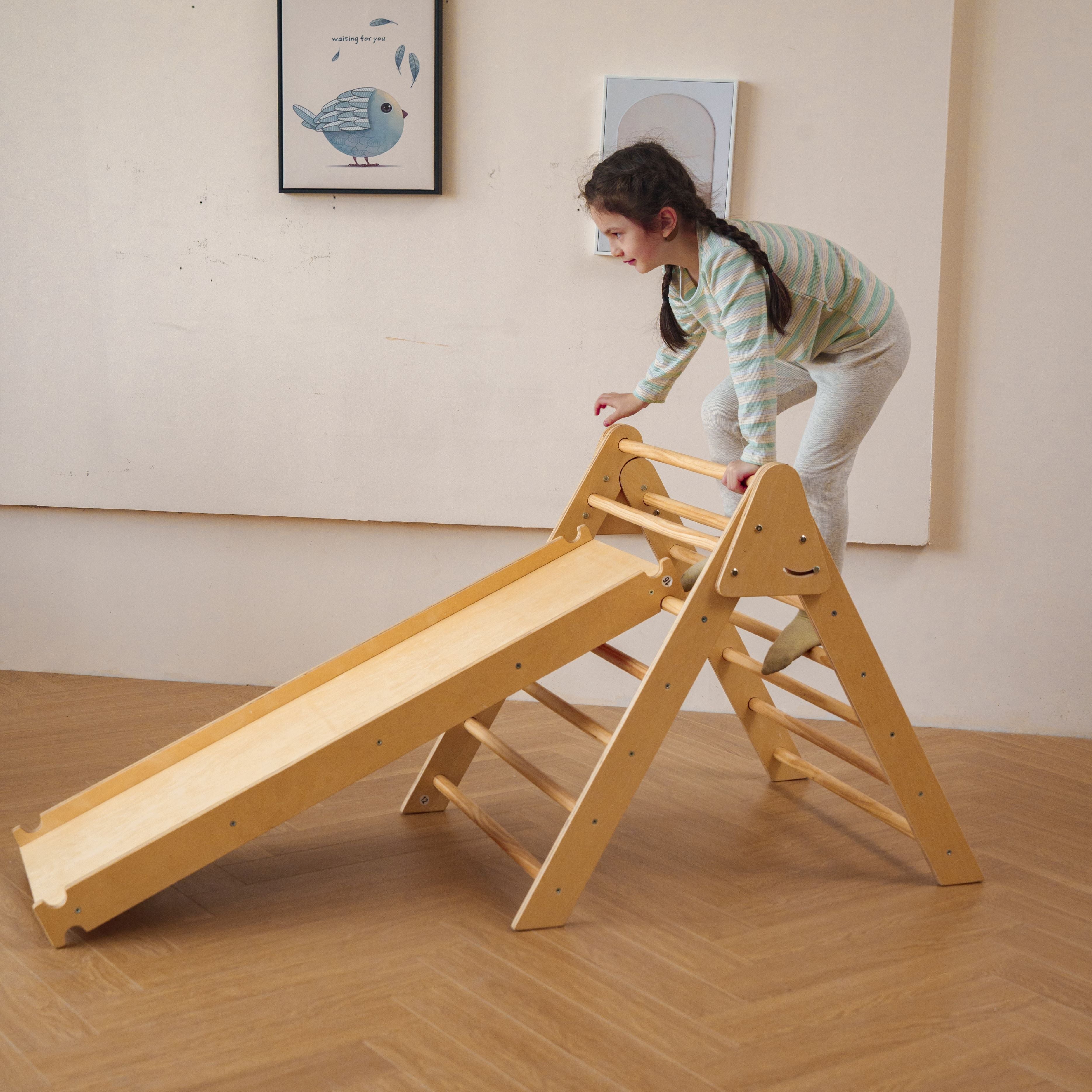 Bazel - Pikler 6-in-1 Climber with Rocker Arch and Slide Set Indoor Avenlur.com