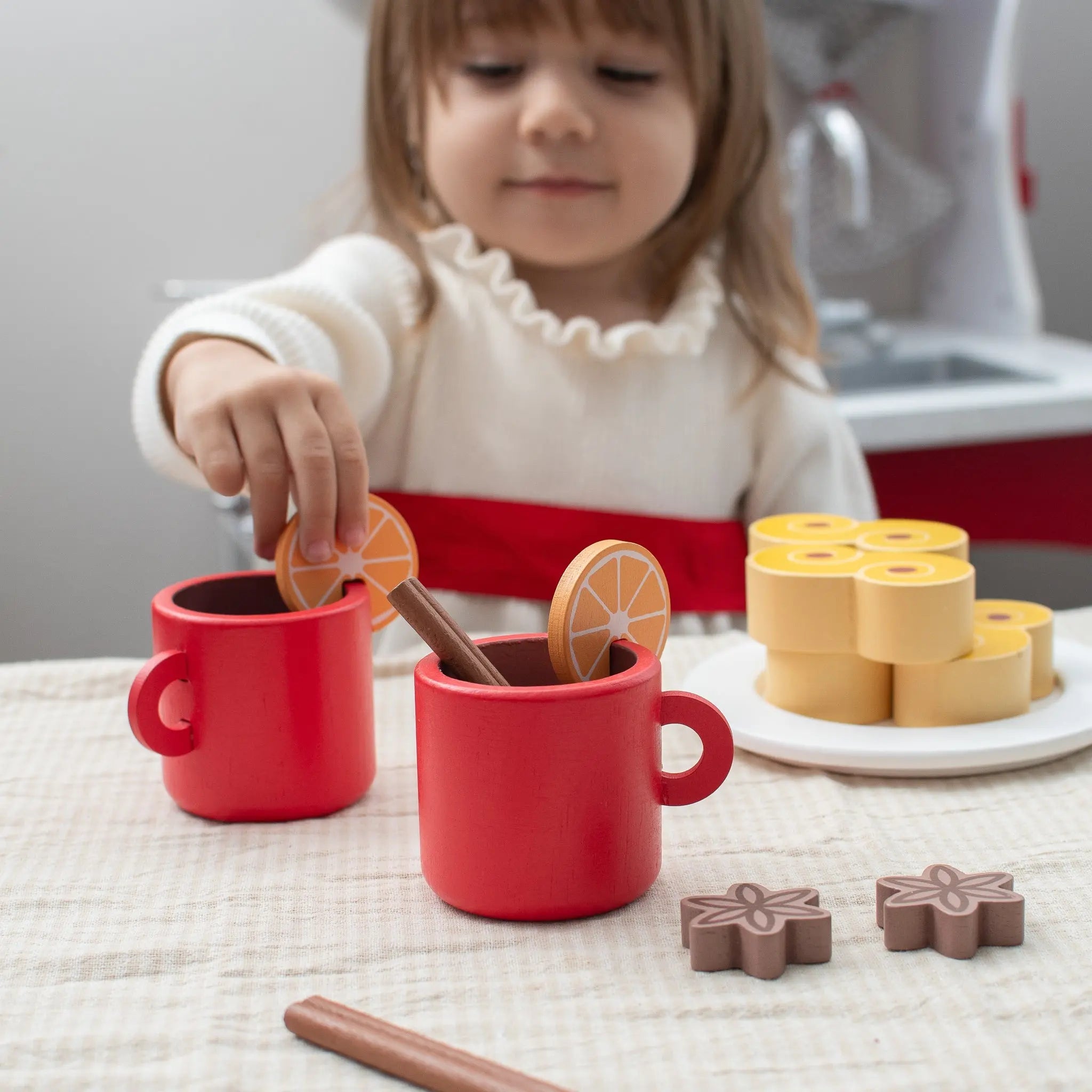 St. Lucia Buns (Lussekatter) & Swedish Glogg Wooden Play Food Set- Mini Catholic Kitchen