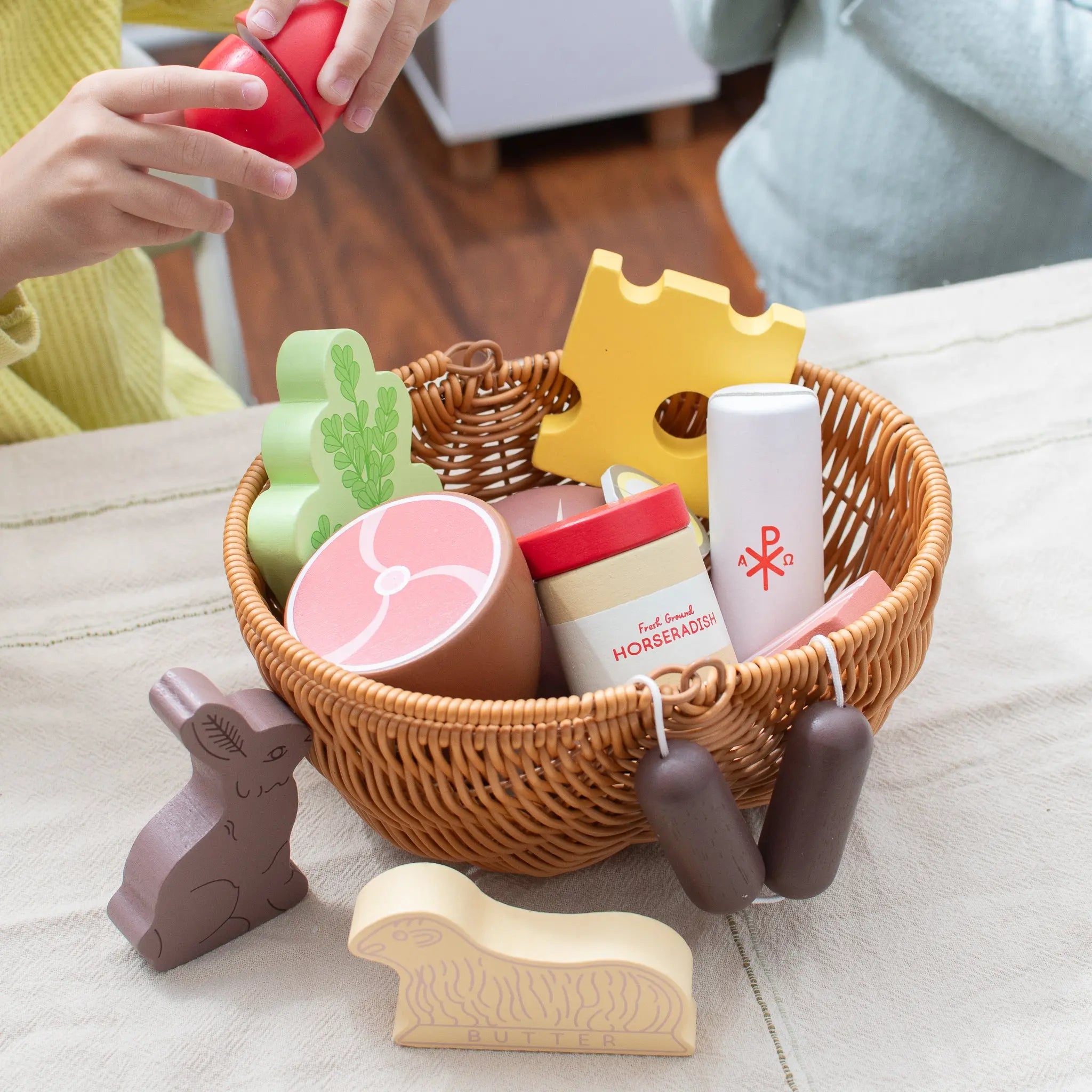 Holy Saturday Easter Basket Blessing Wooden Play Food Set- Mini Catholic Kitchen