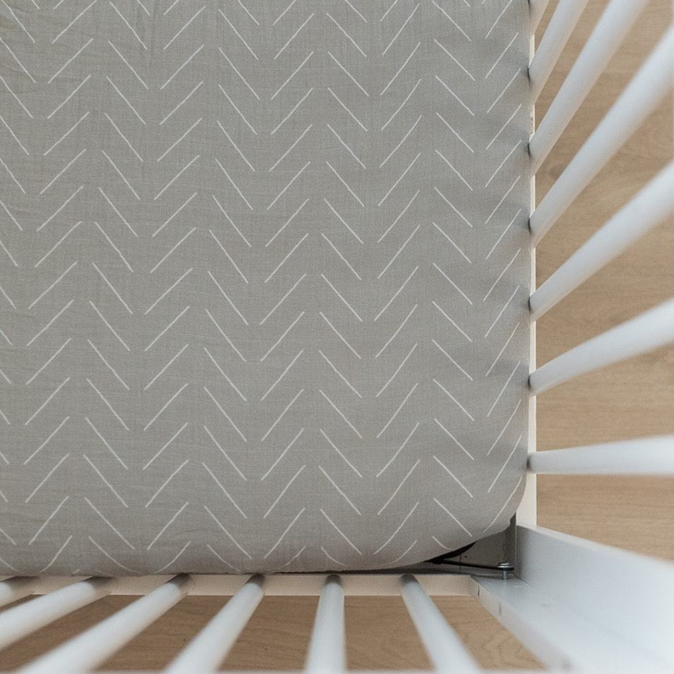 Desert Sage Muslin Crib Sheet Mebie Baby