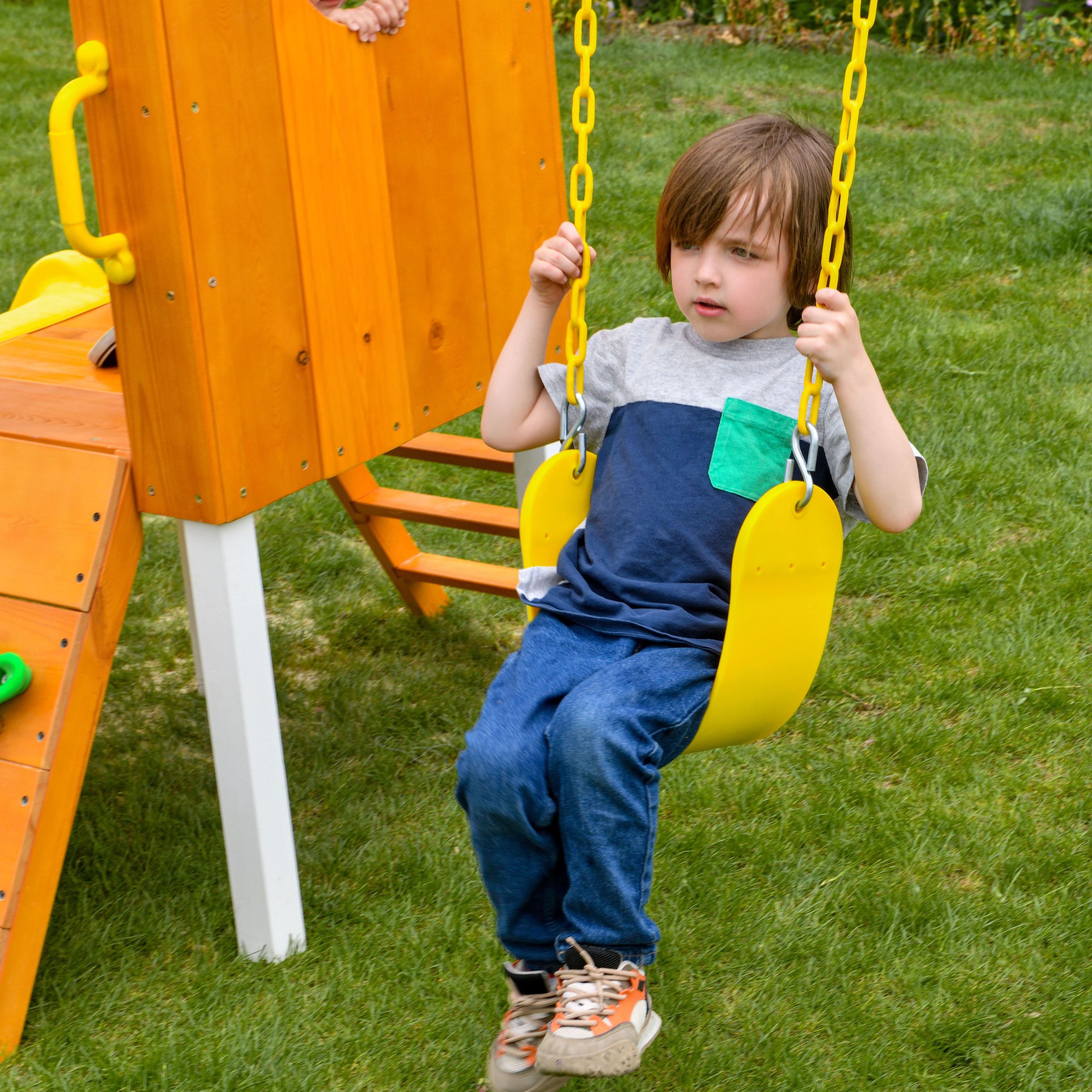 Forest Small Outdoor Toddler Swing Set | Compact Wooden Swing Frame for Babies & Kids