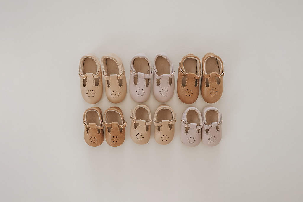 Leather Petal T-Bar | Color 'Honey' | Soft Sole Consciously Baby