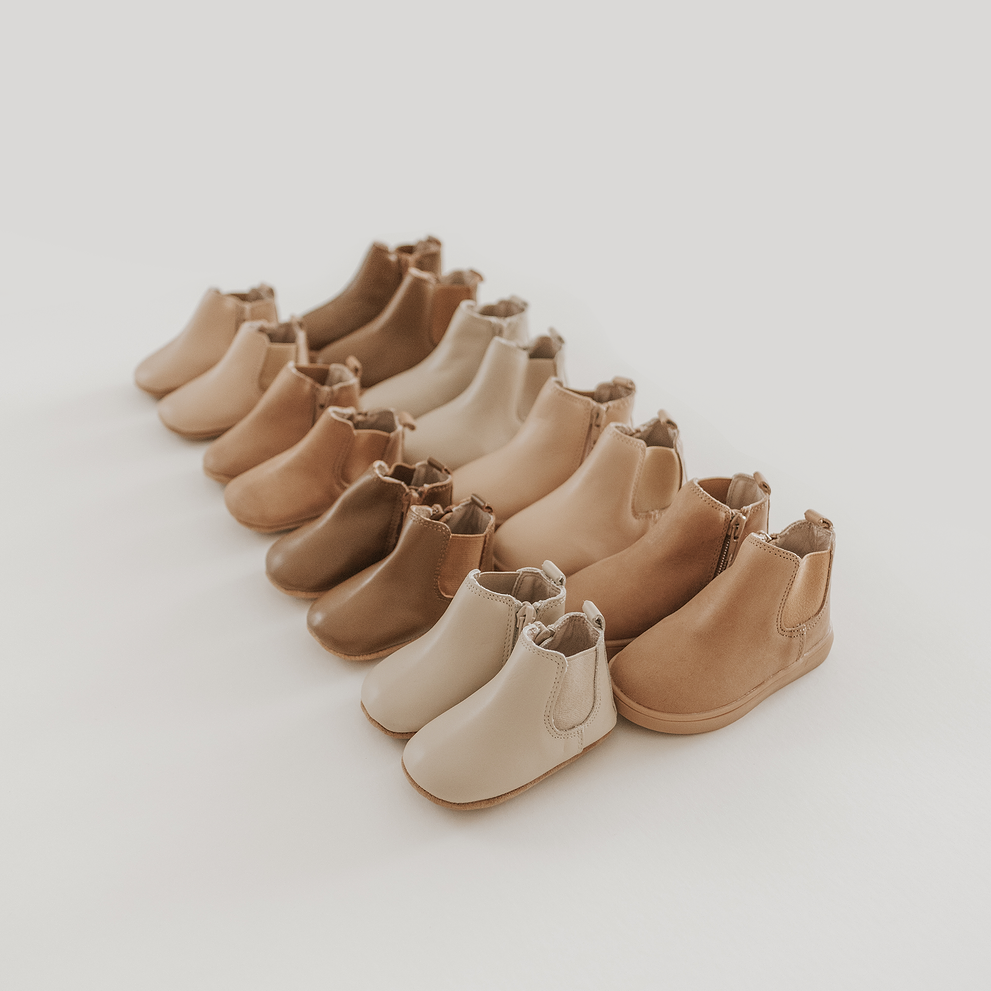 Leather Chelsea Boot | Color 'Sand' | Soft Sole Consciously Baby