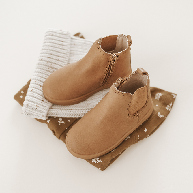 Leather Chelsea Boot | Color 'Sand' | Hard Sole  Consciously Baby