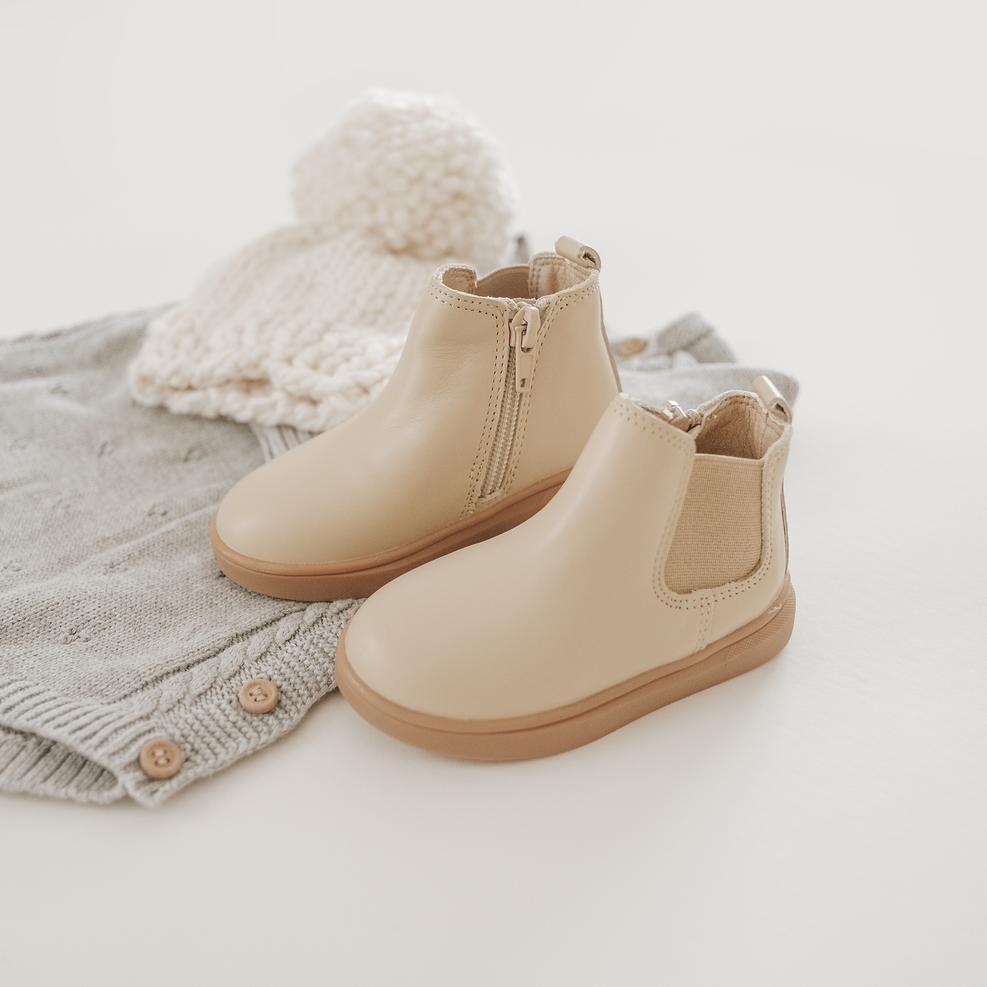Leather Chelsea Boot | Color 'Bone' | Hard Sole  Consciously Baby