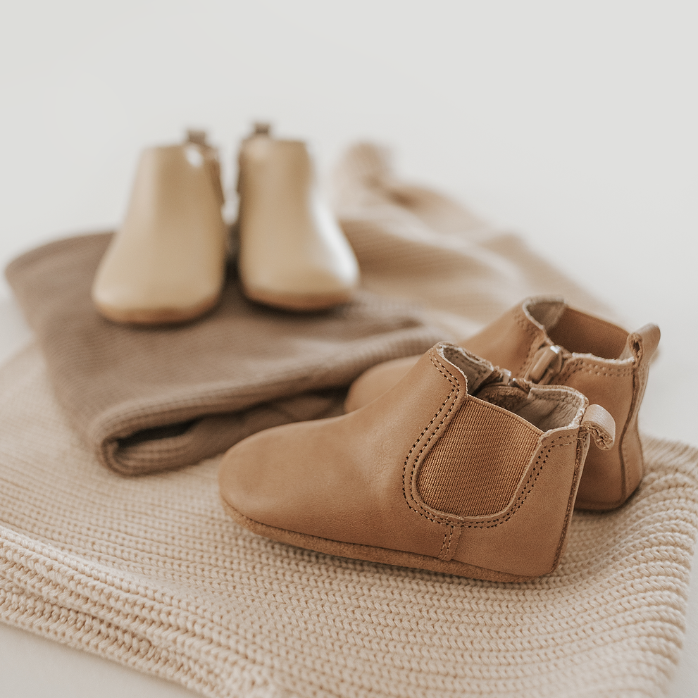 Leather Chelsea Boot | Color 'Sand' | Soft Sole  Consciously Baby